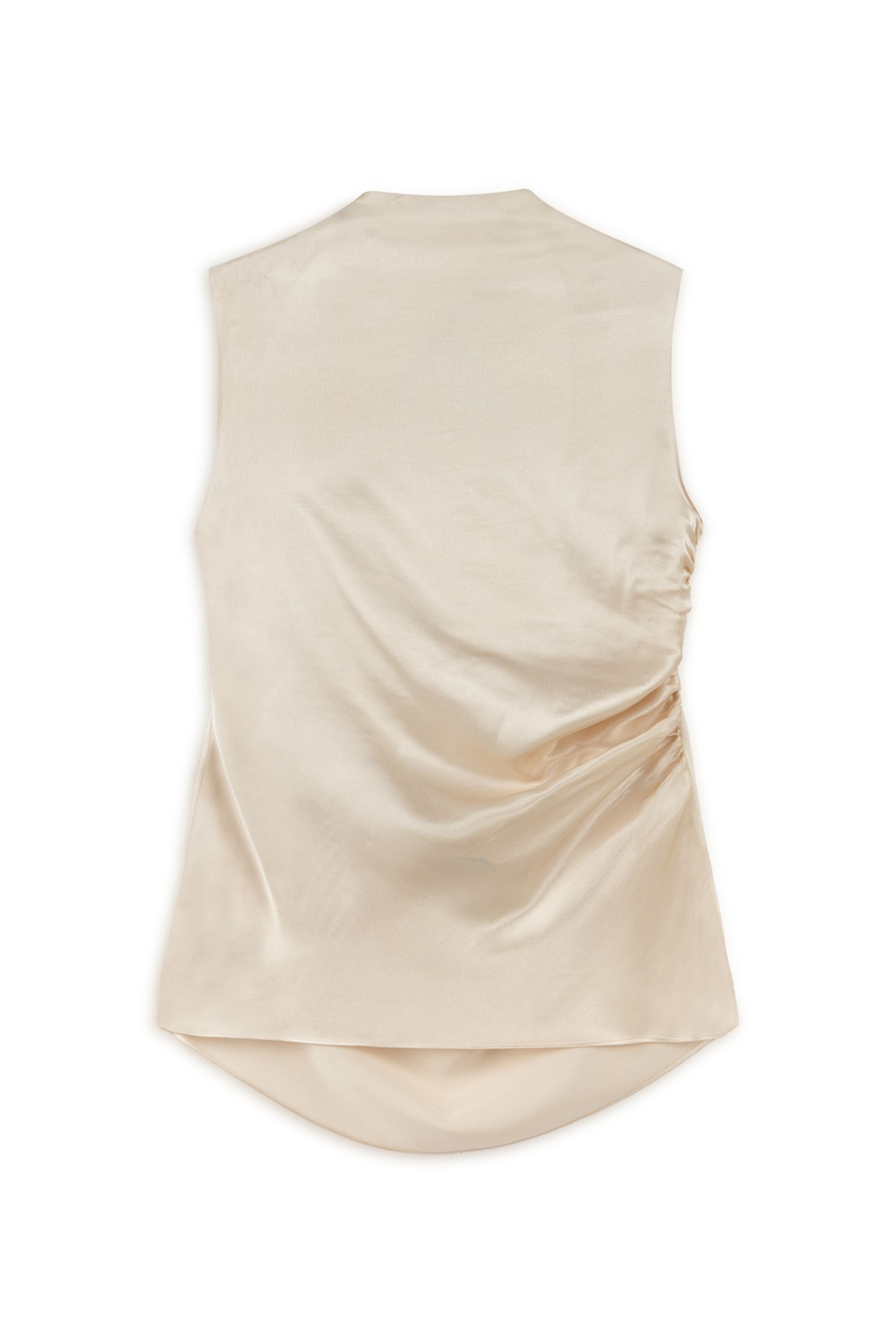 Powder Draped Open-Back Detail Blouse