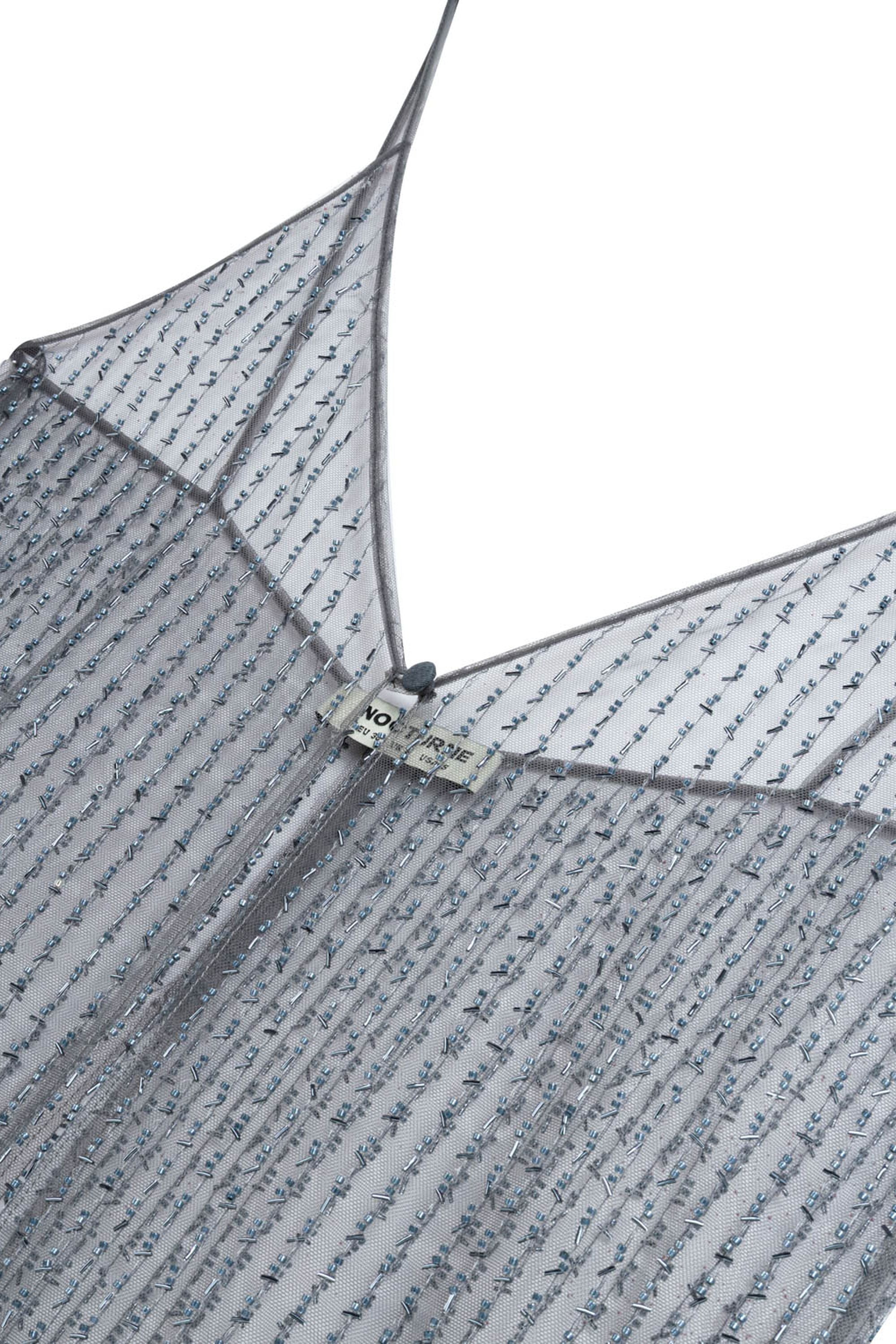 Anthracite Bead Embroidered Maxi Vest