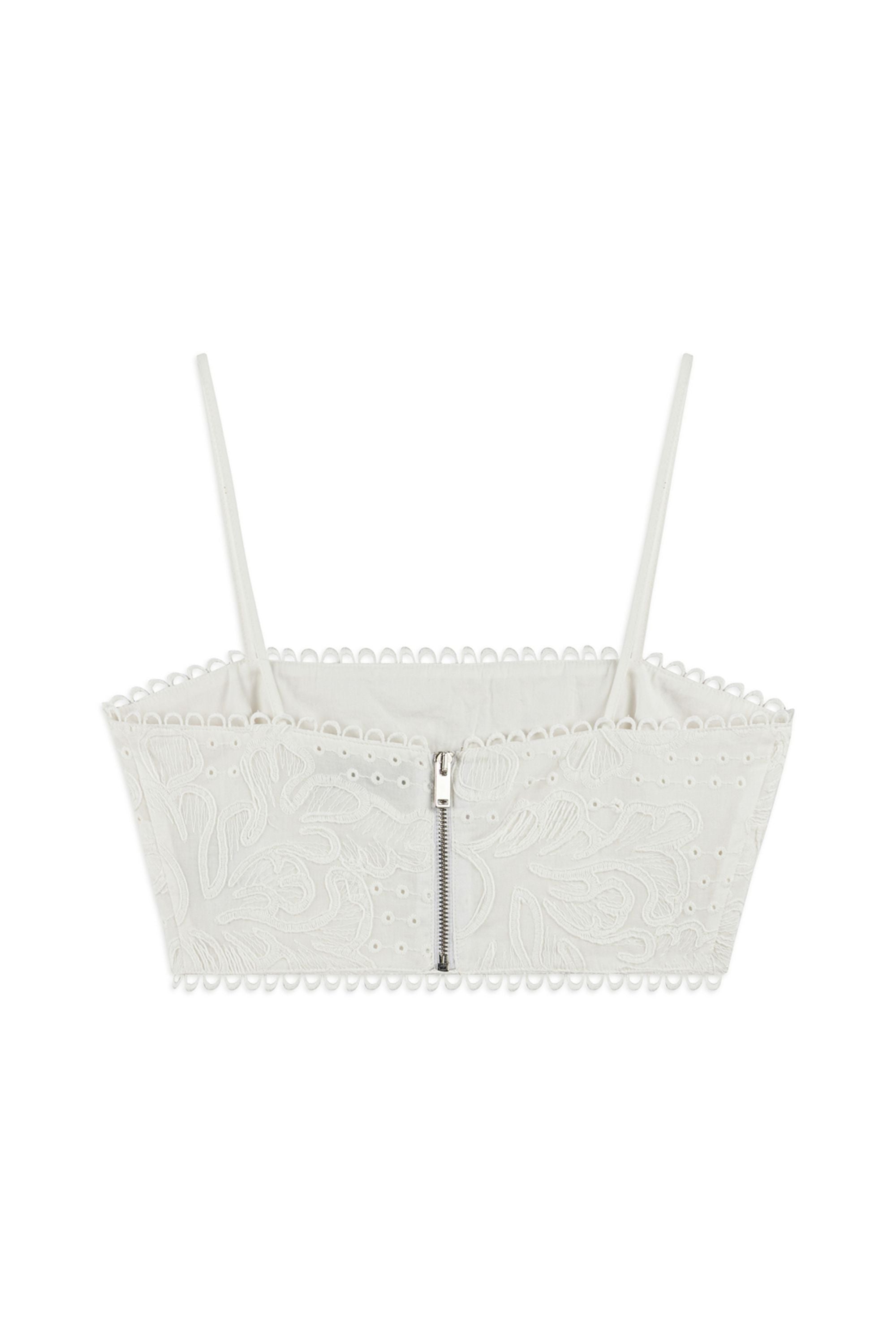 Ecru Embroidered Crop Top