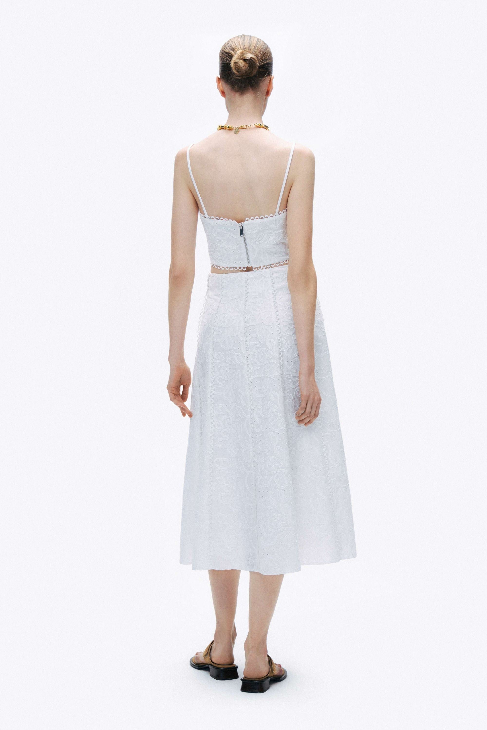 Ecru Embroidered Crop Top