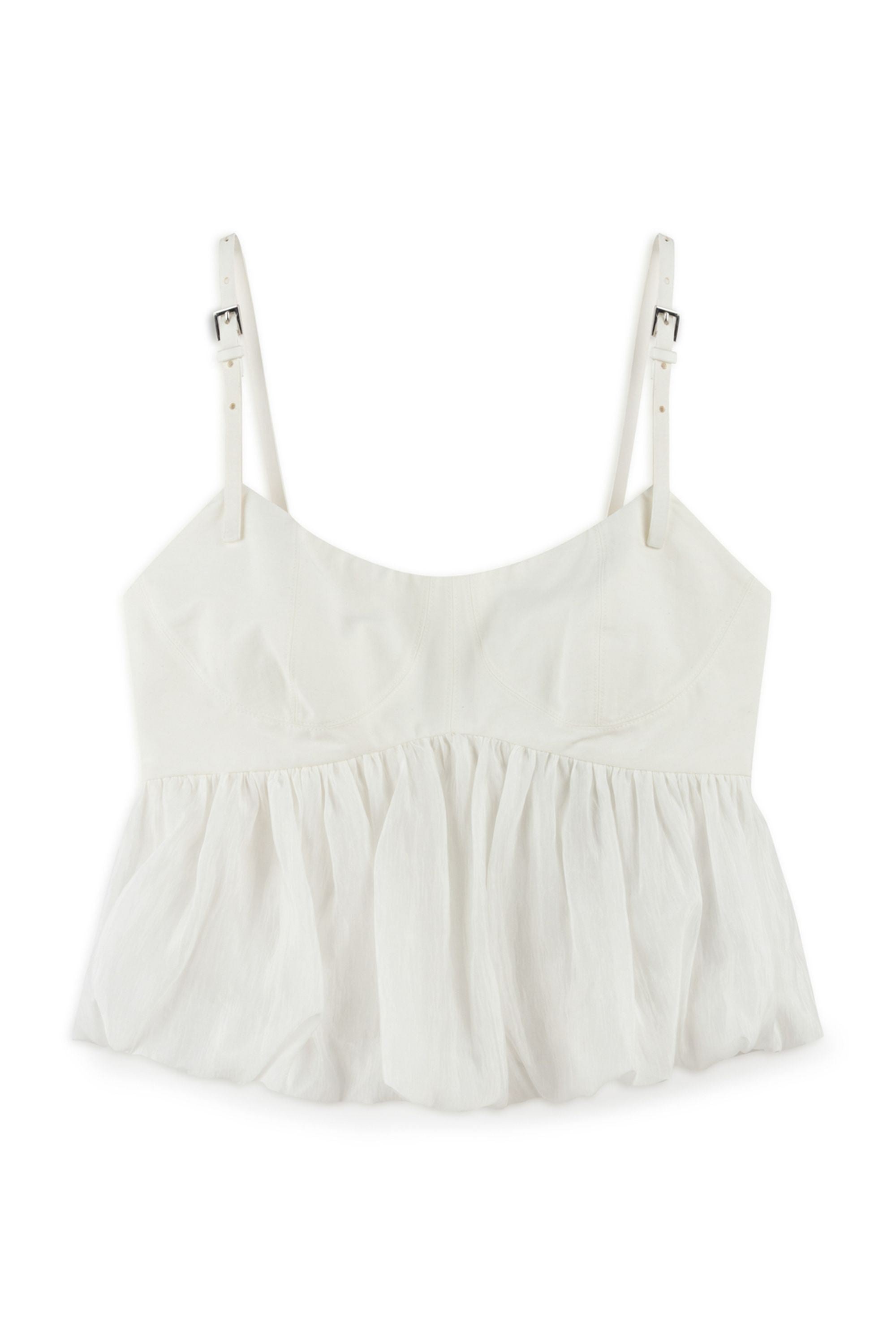 Ecru Belt Strap Detailed Crop Top