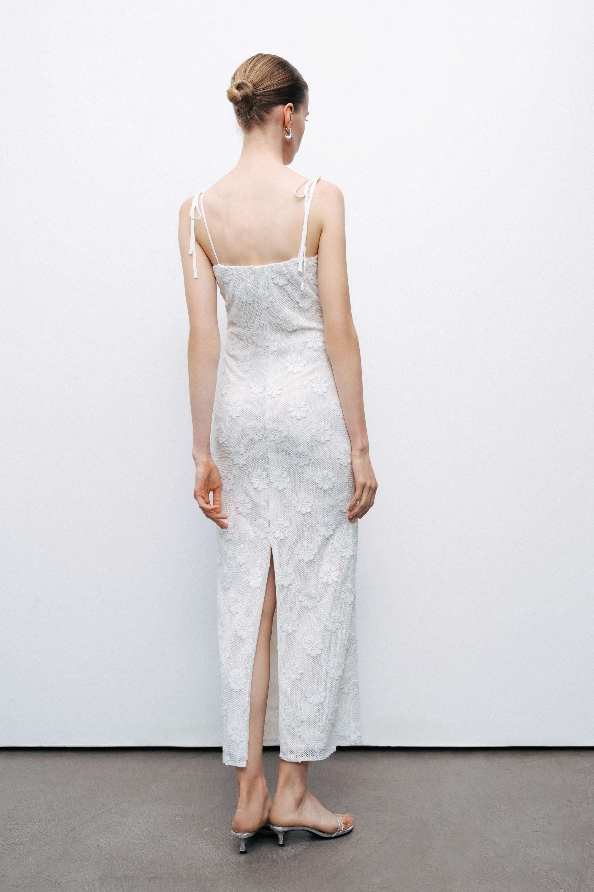 Ecru Stone Embroidered Dress