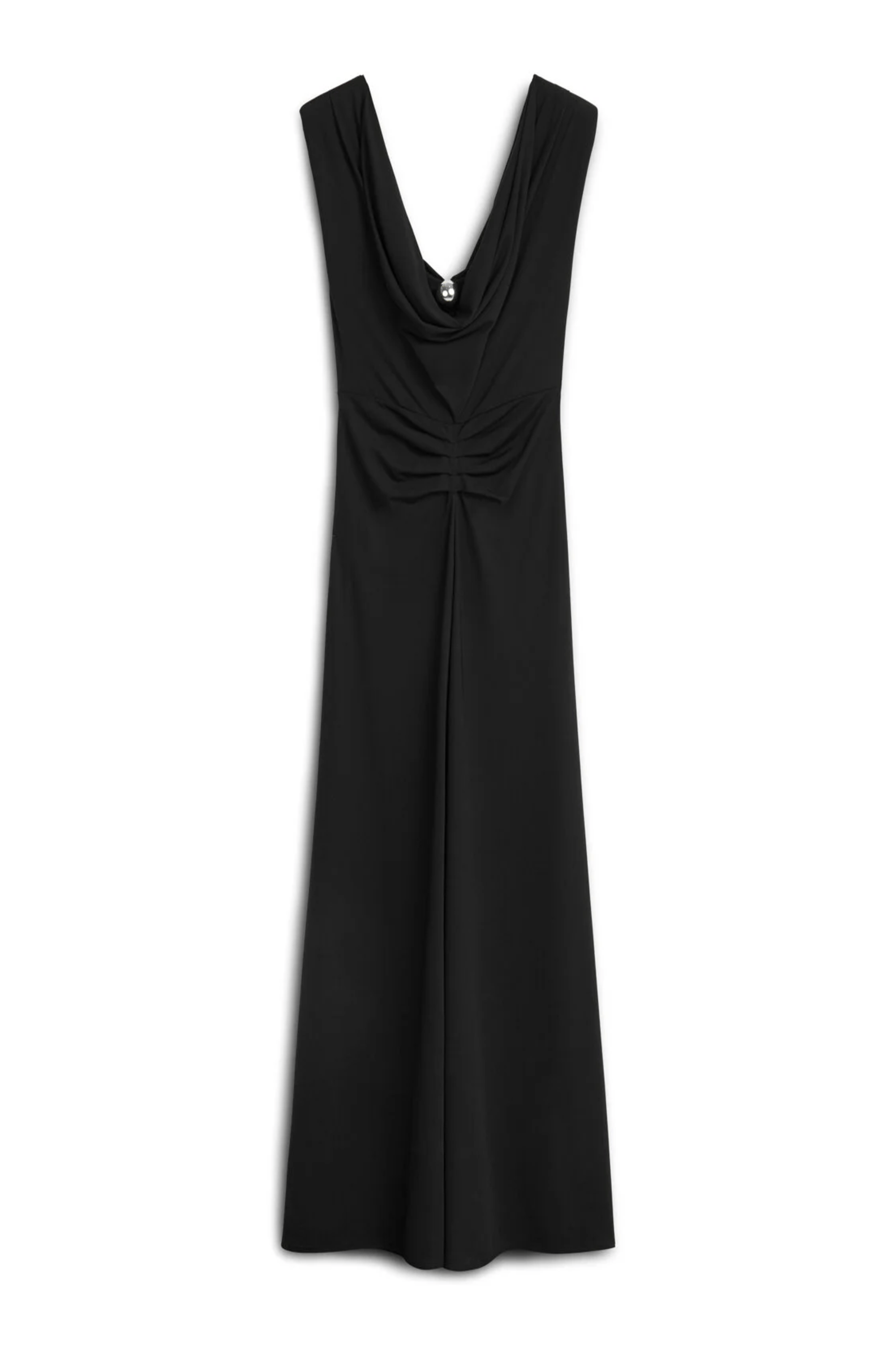 Black Padded Shoulder Maxi Dress