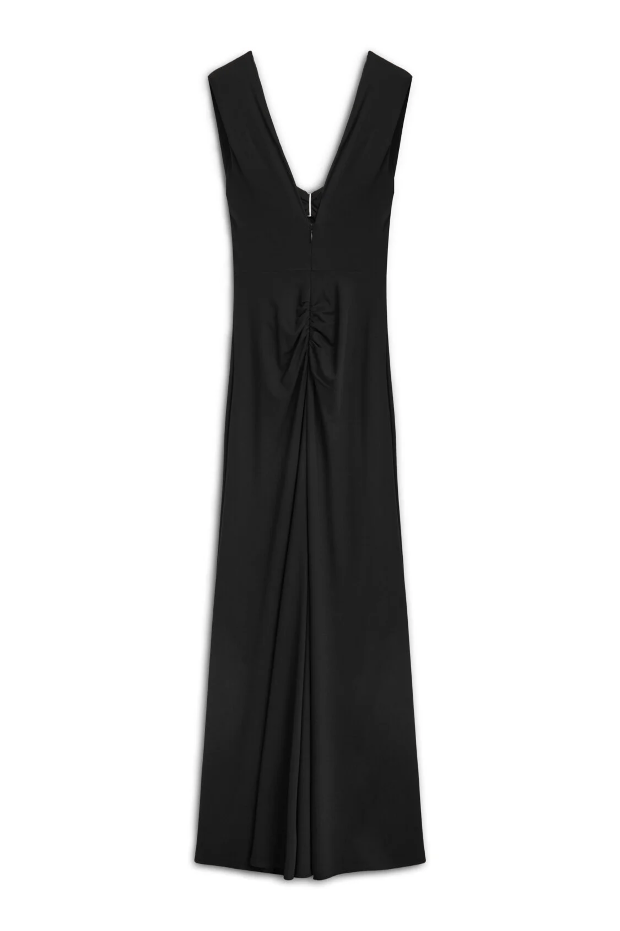 Black Padded Shoulder Maxi Dress
