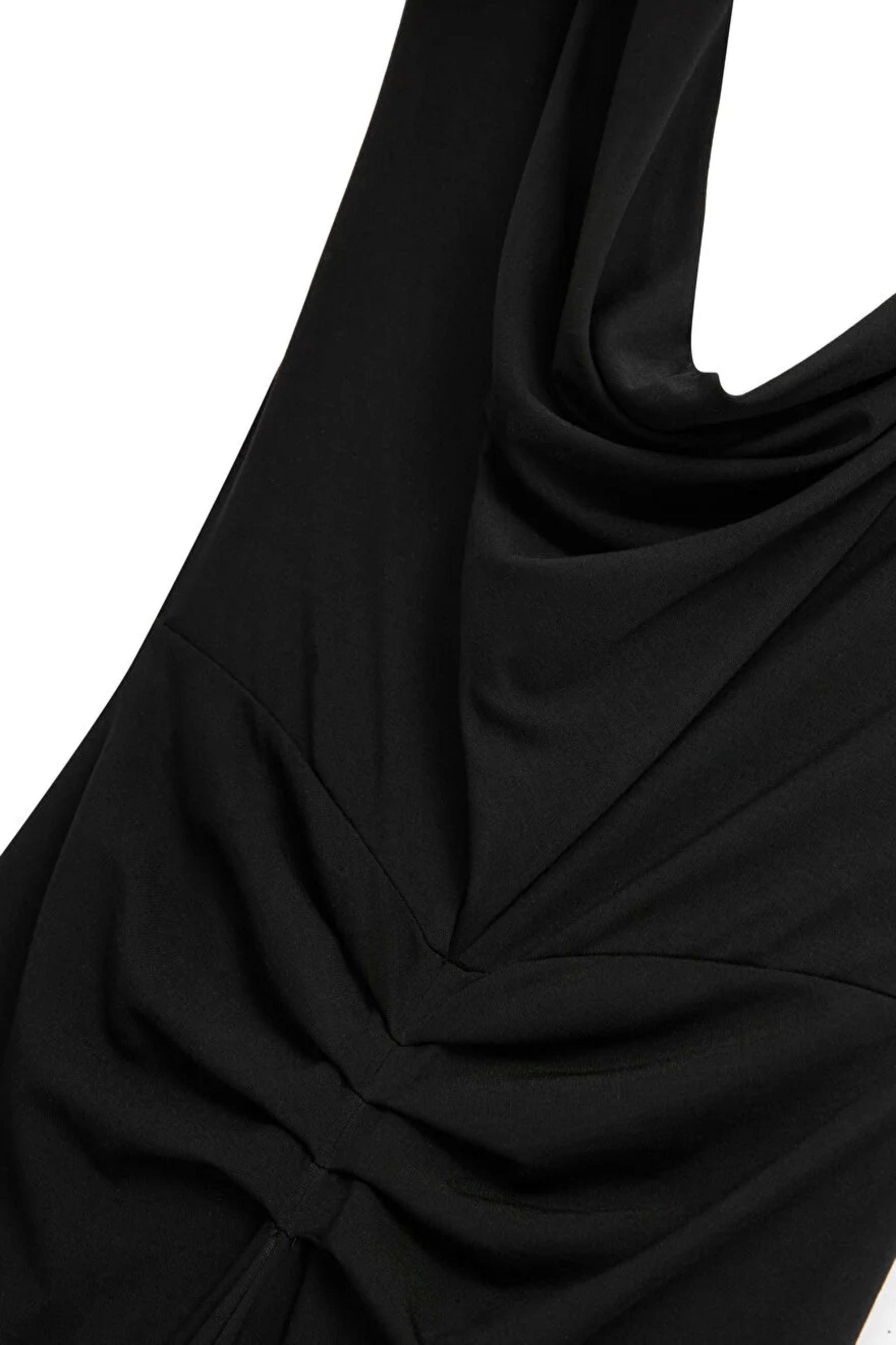 Black Padded Shoulder Maxi Dress