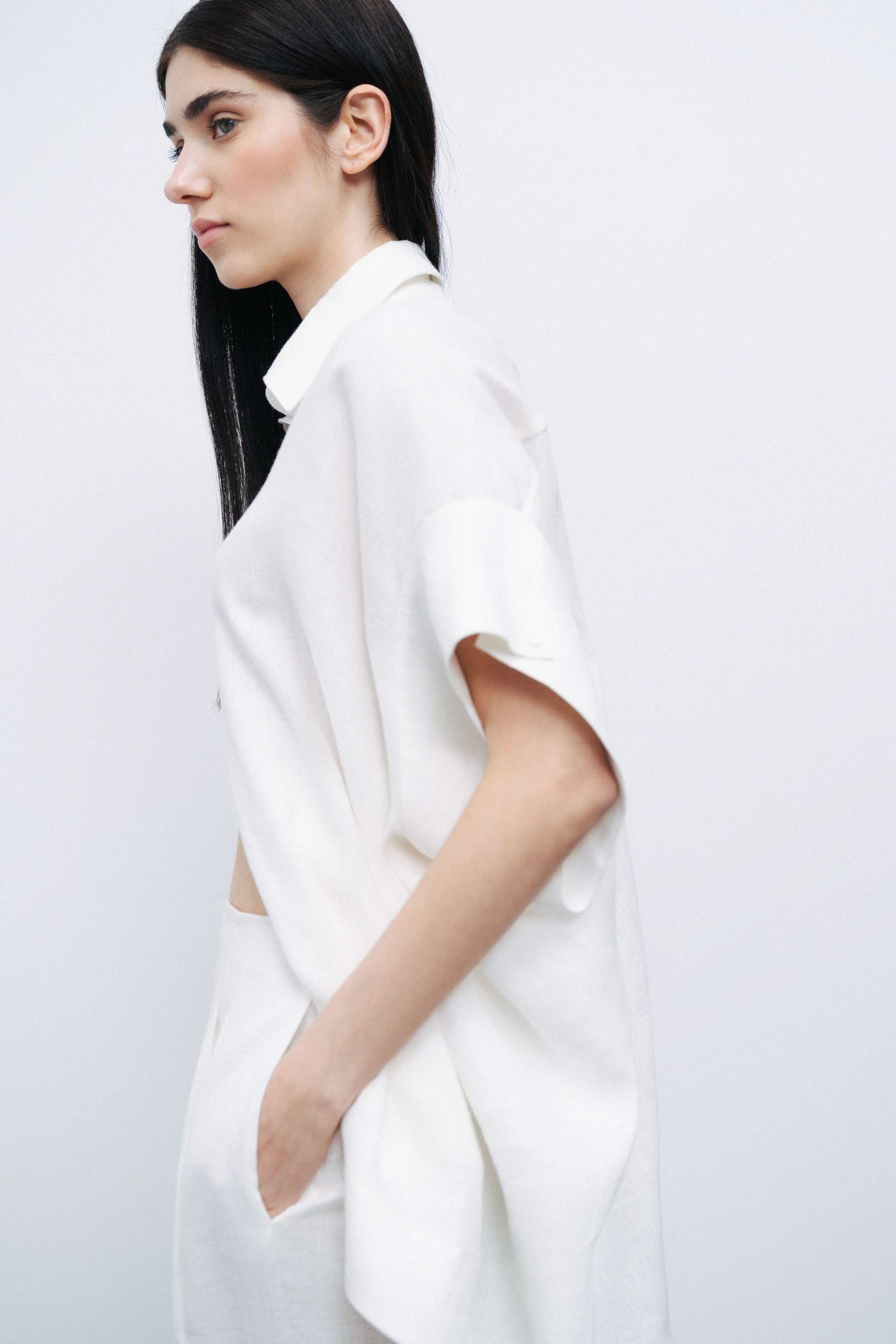 Ecru Flowy Linen Shirt