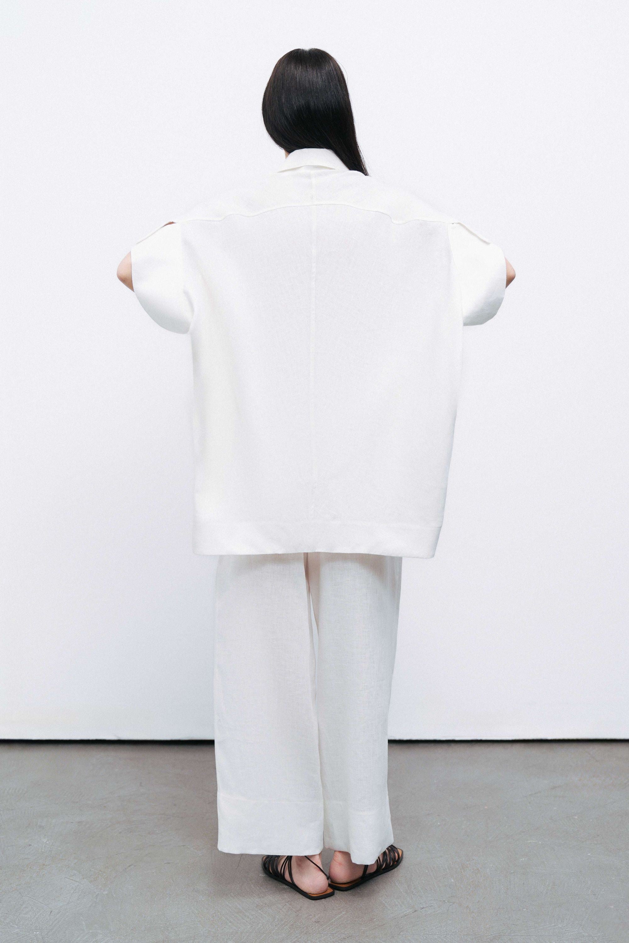 Ecru Flowy Linen Shirt