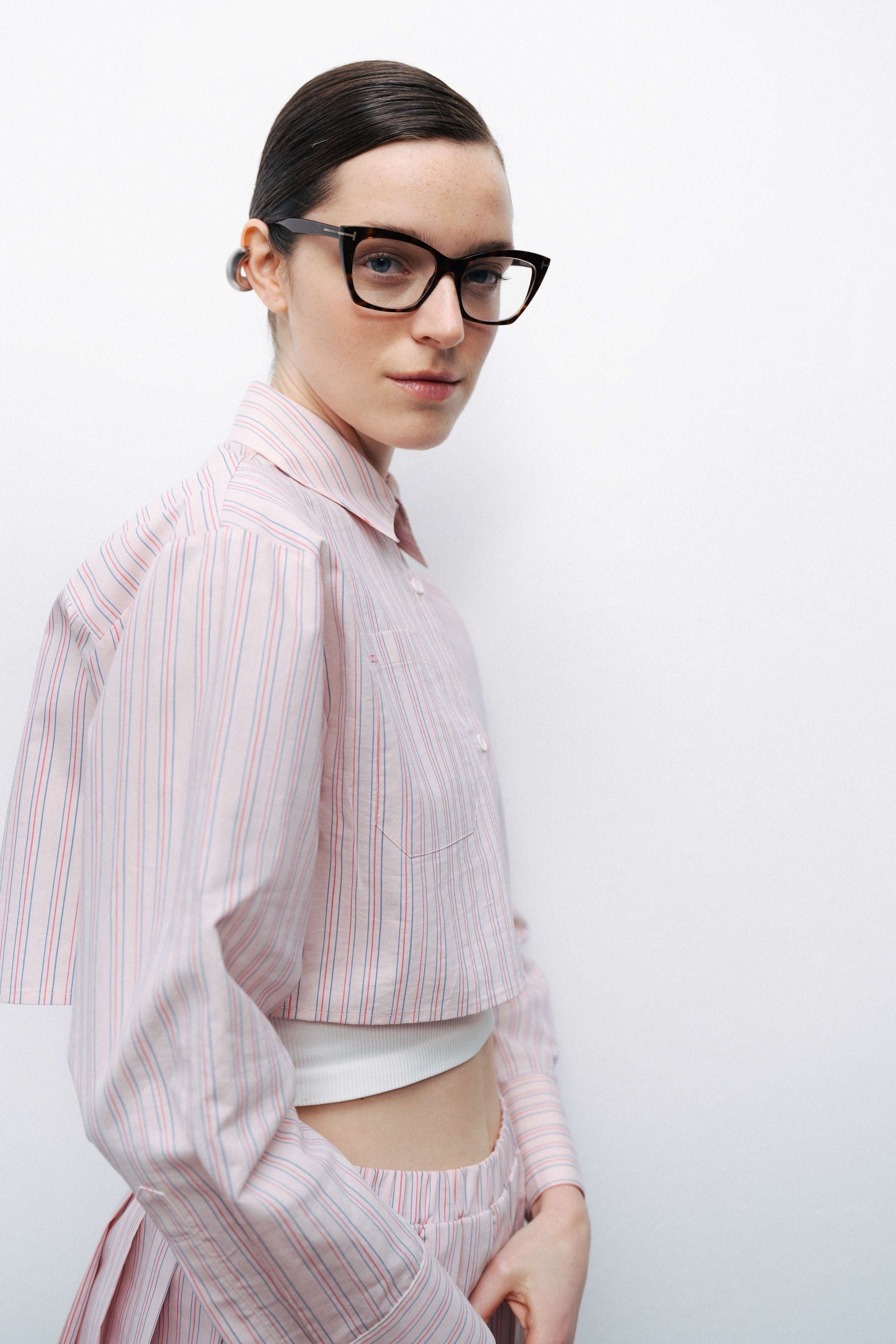 Pink Striped Crop Shirt