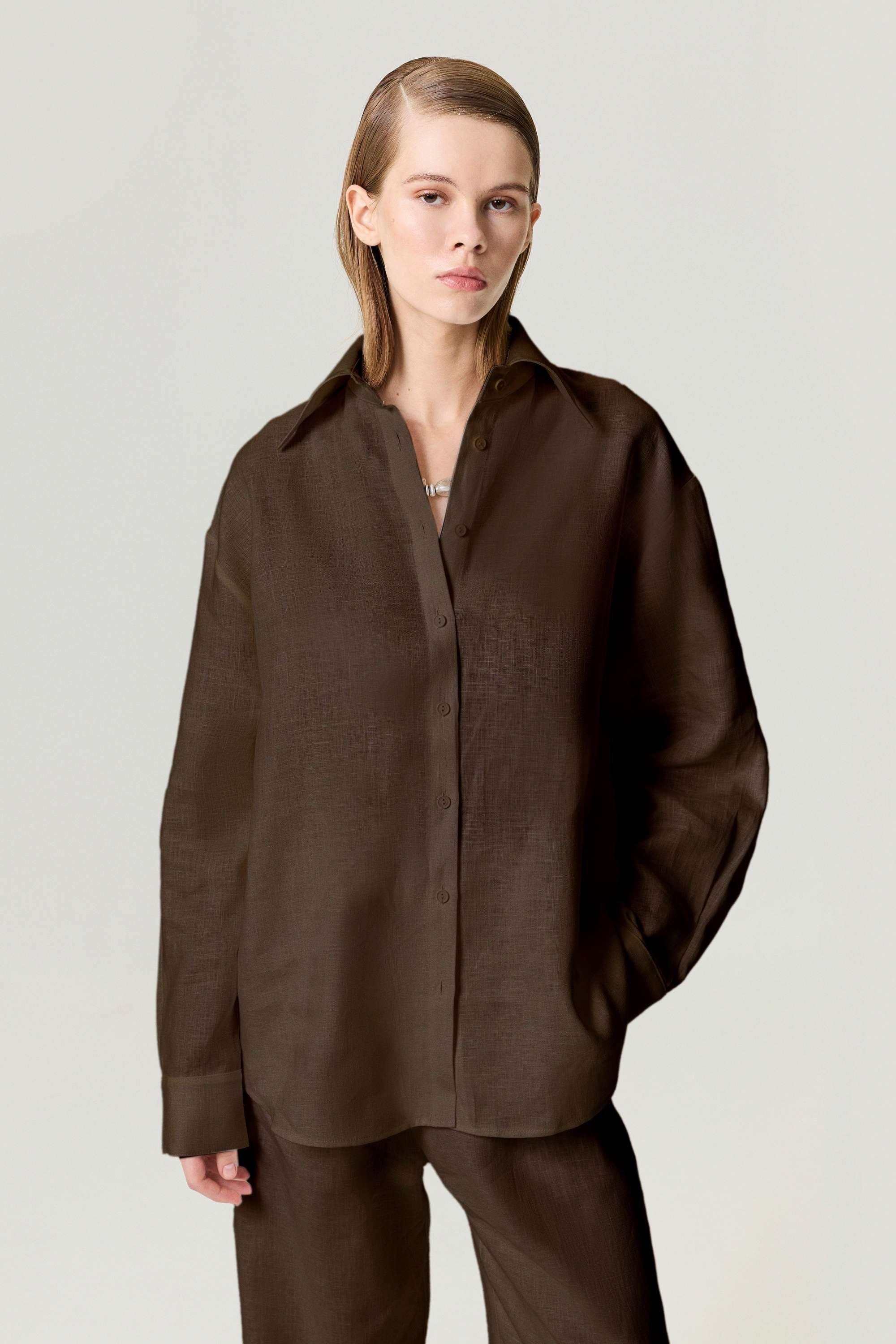 Dark Brown Linen Shirt
