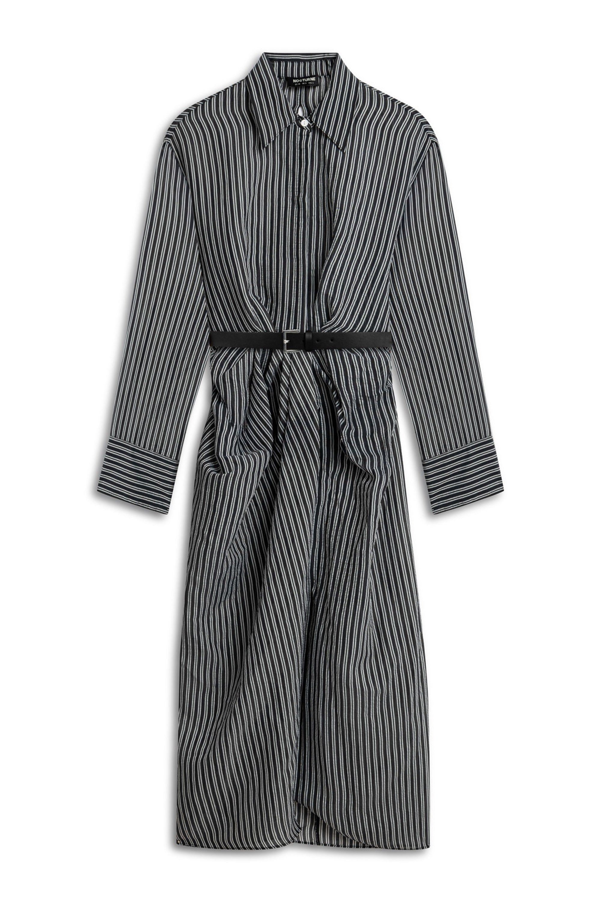 Striped Sheer Shirt Dress