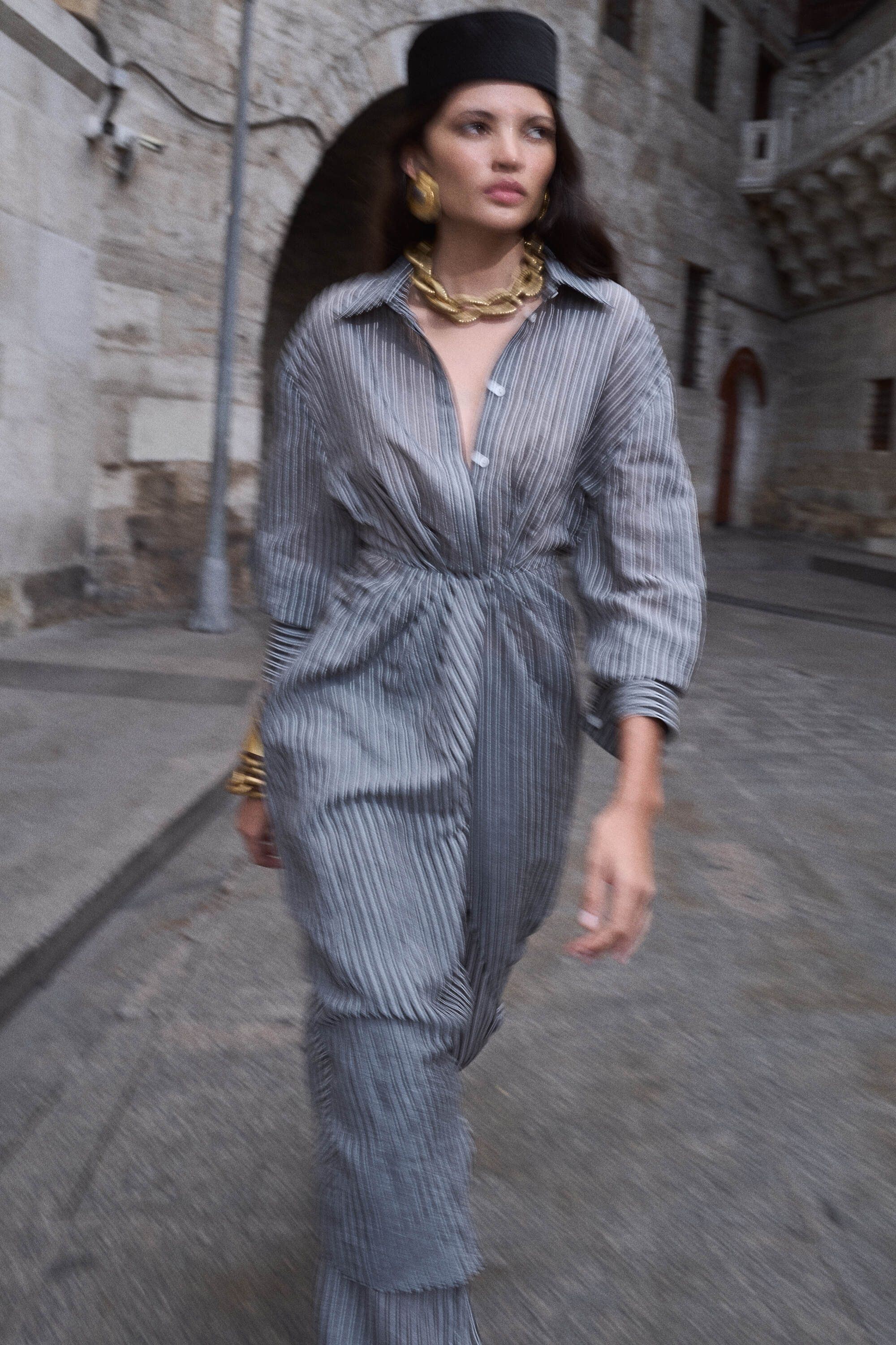 Striped Sheer Shirt Dress