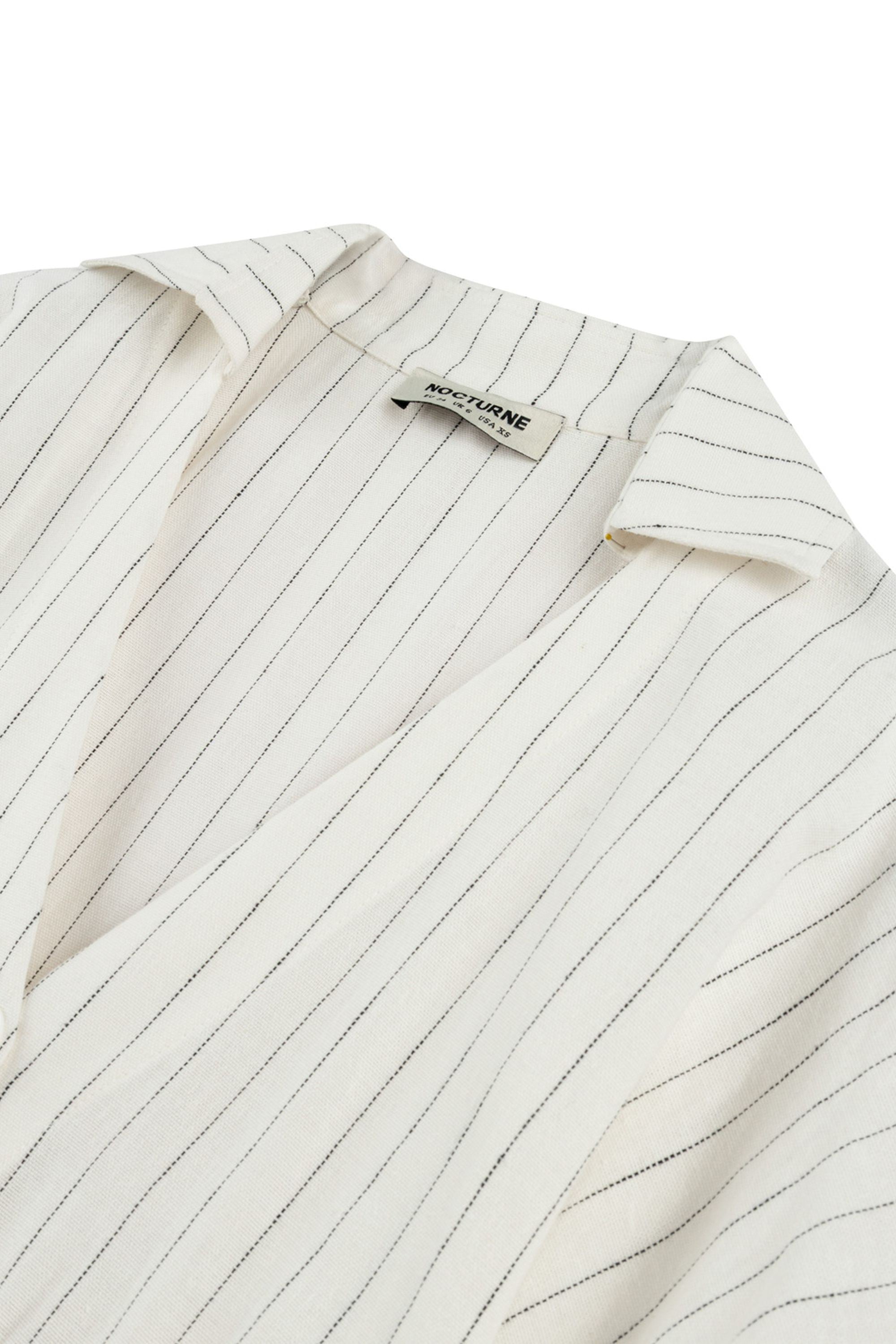 Corset-Inspired Linen Blend Striped Shirt Dress