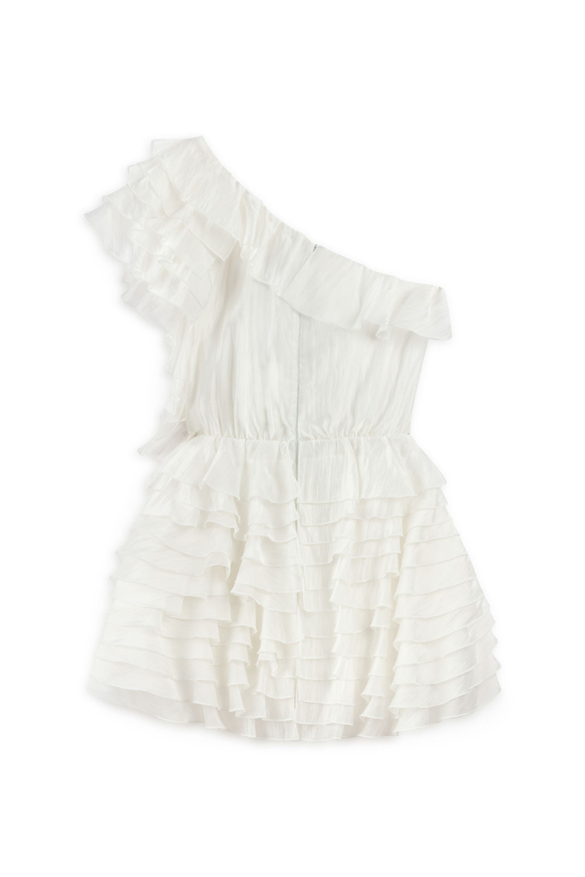 Ecru Mini Dress with Layered Ruffle Details