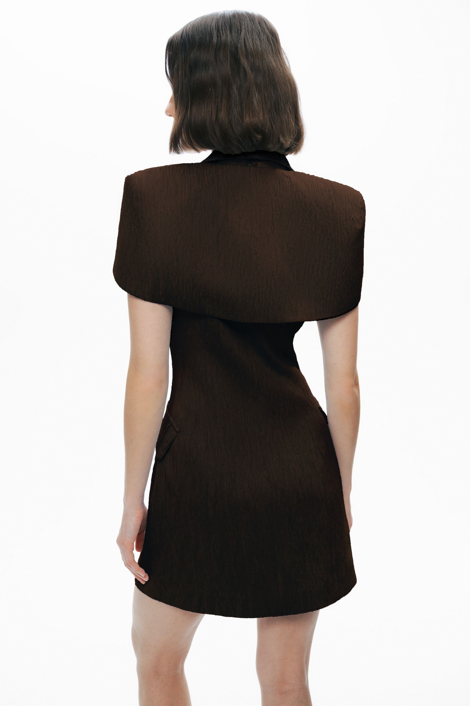 Coffee Mini Dress with Bolero Detail