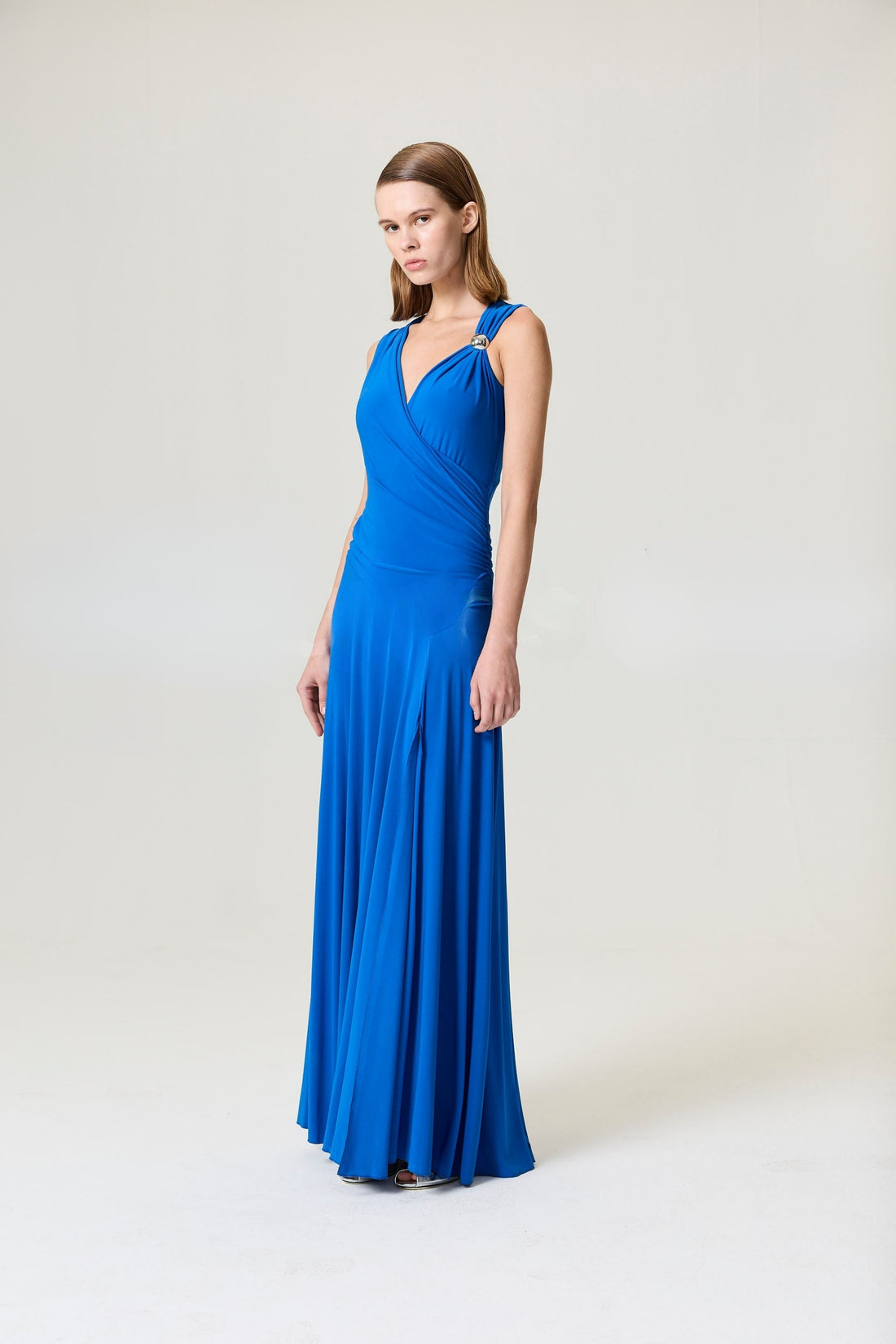 Saxe Asymmetric Draped Cut-Out Dress