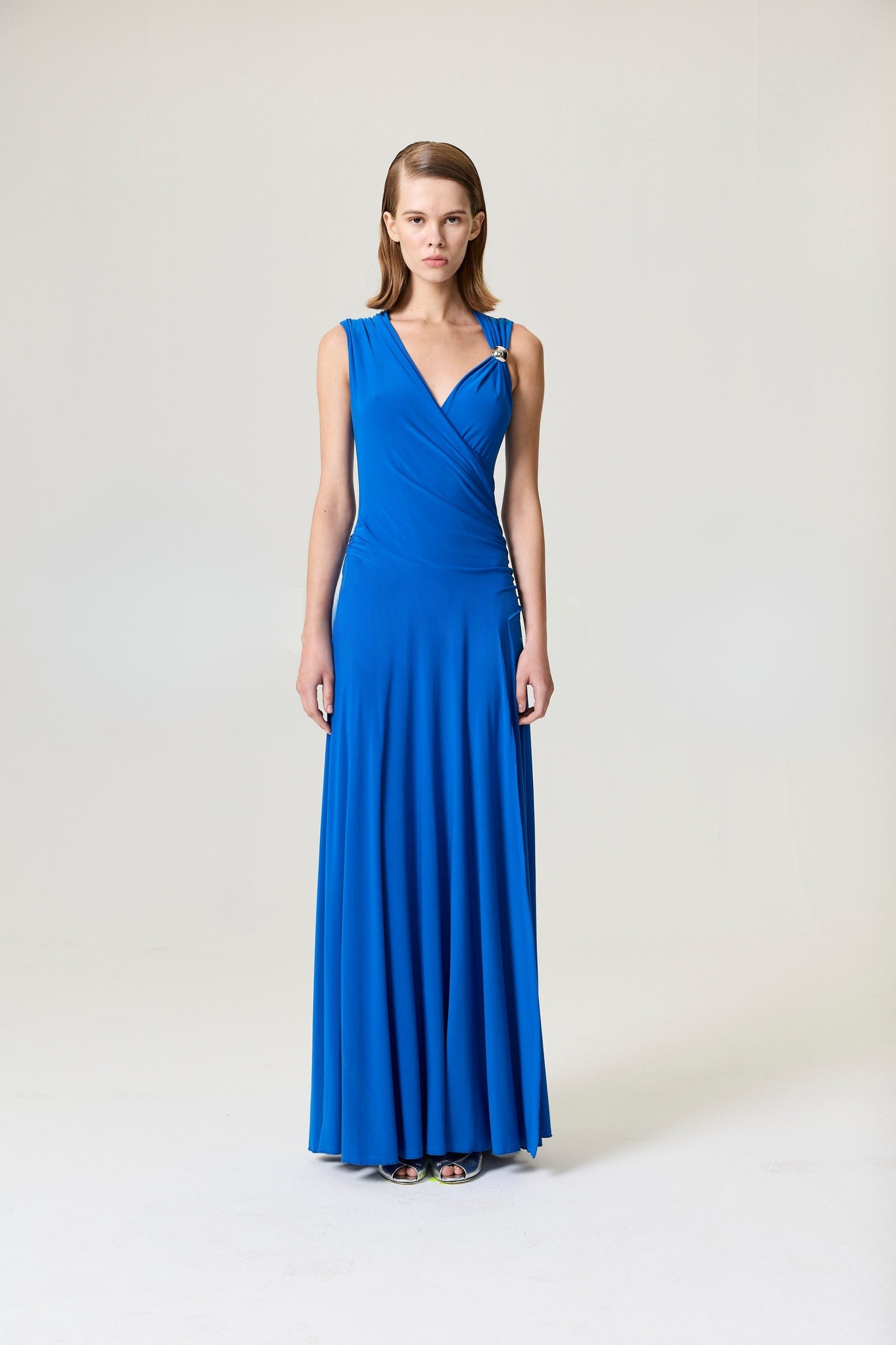 Saxe Asymmetric Draped Cut-Out Dress