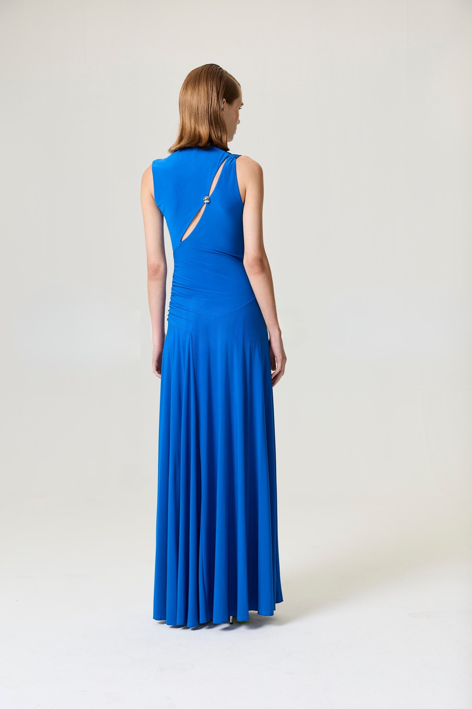 Saxe Asymmetric Draped Cut-Out Dress