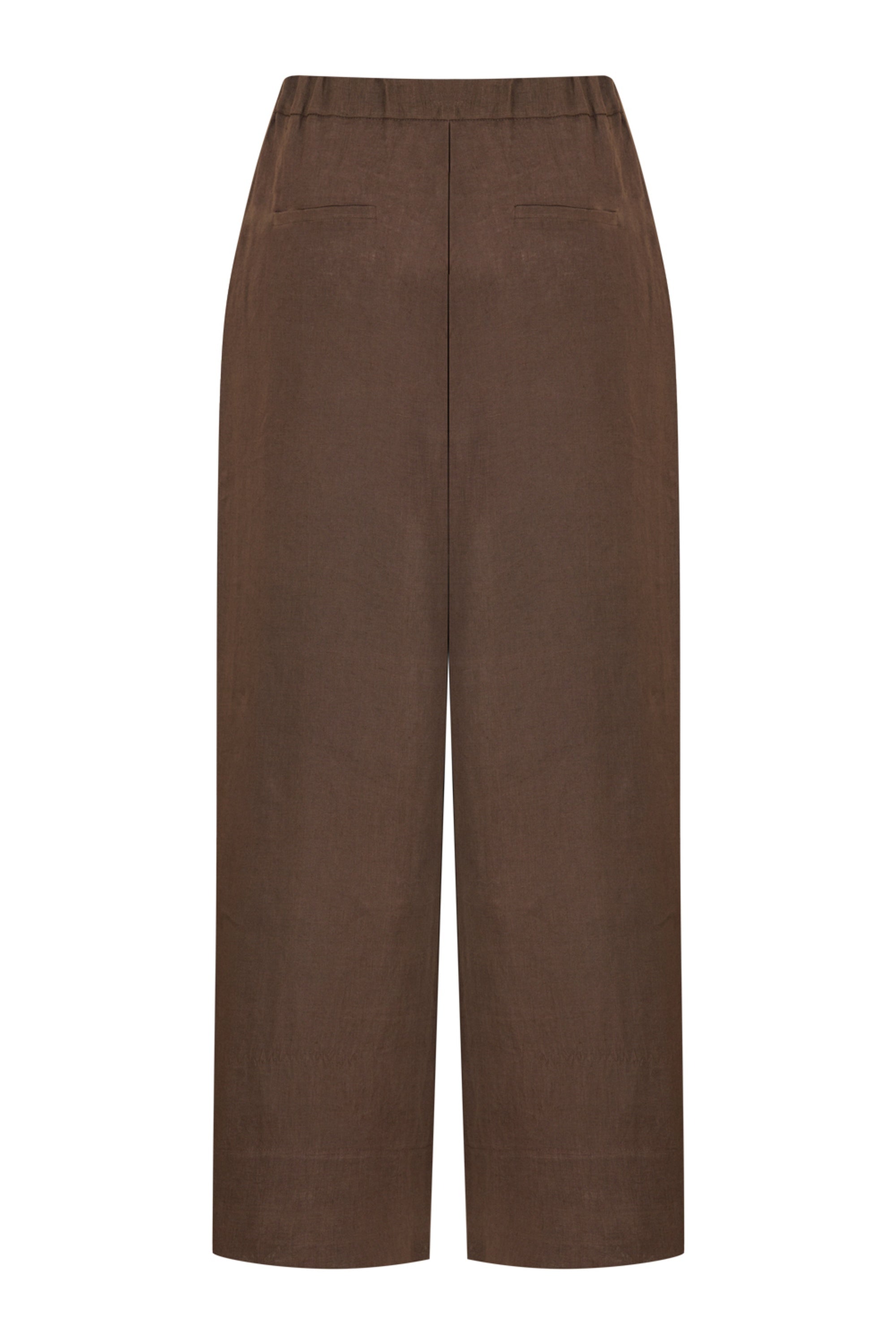 Coffee Linen High Waist Pleated Pants