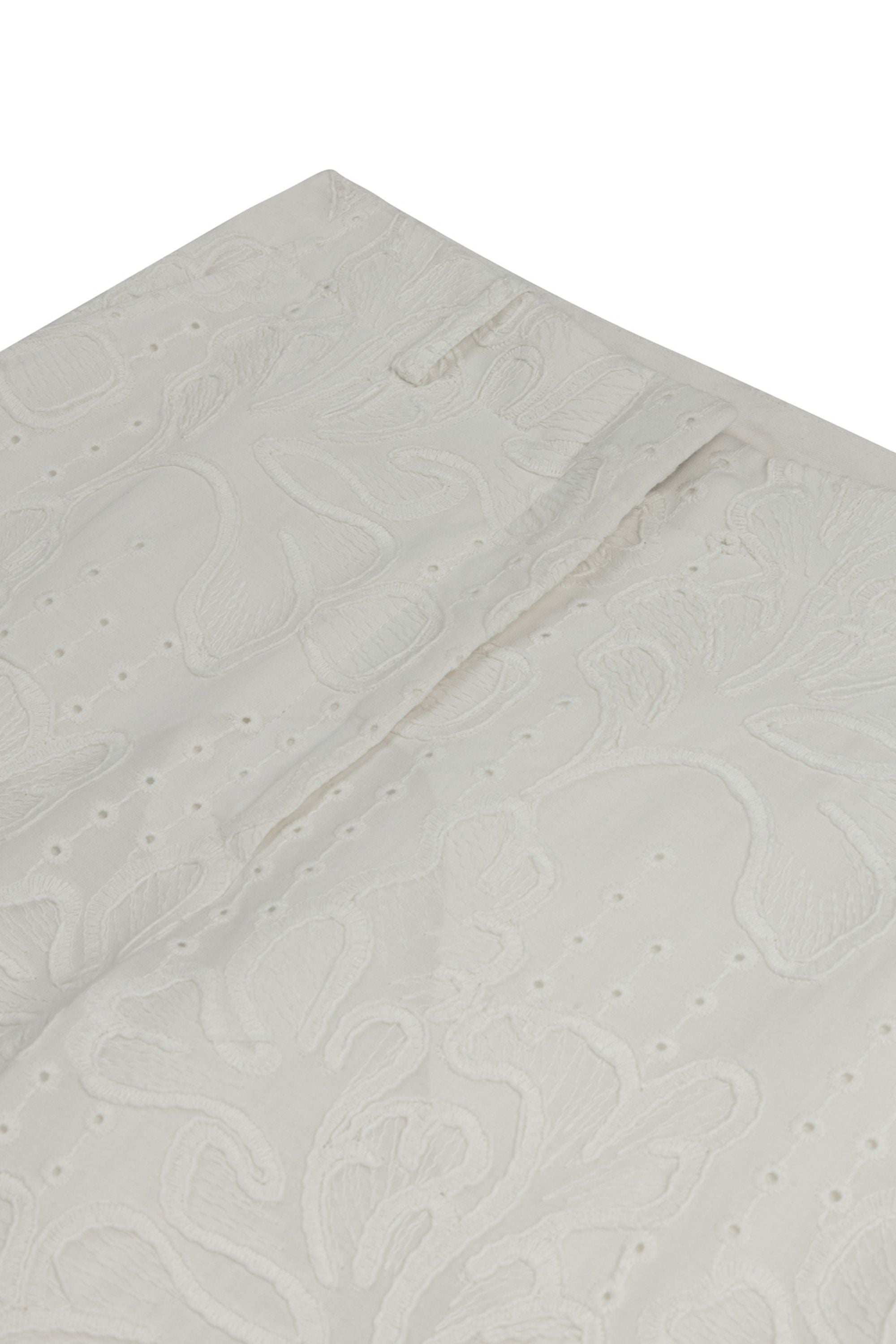 Ecru Embroidered Bootcut Pants