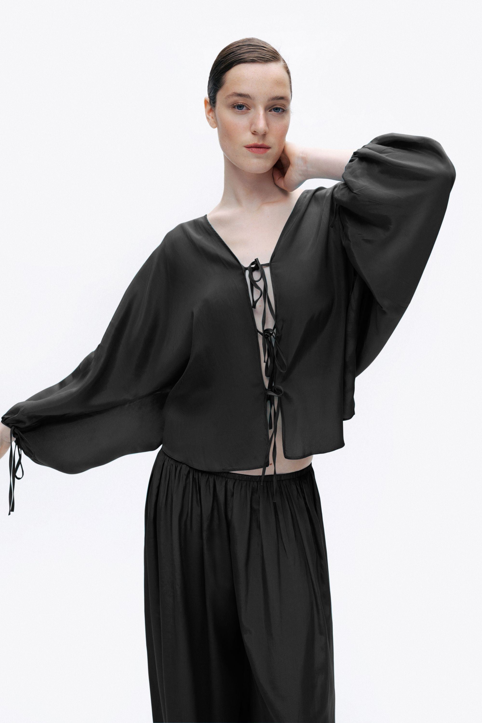 Black Flowy Wide Leg Pants