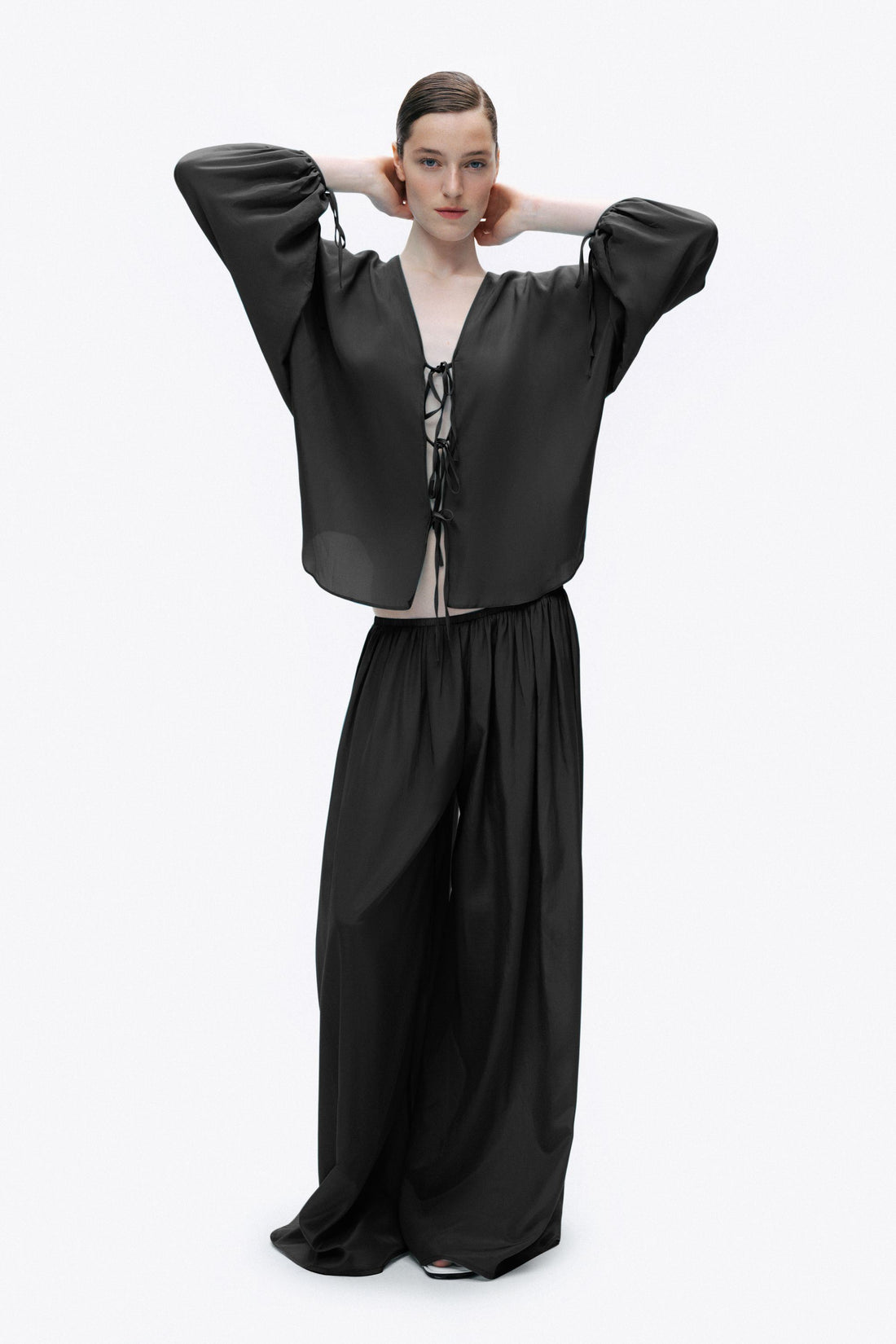 Black Flowy Wide Leg Pants