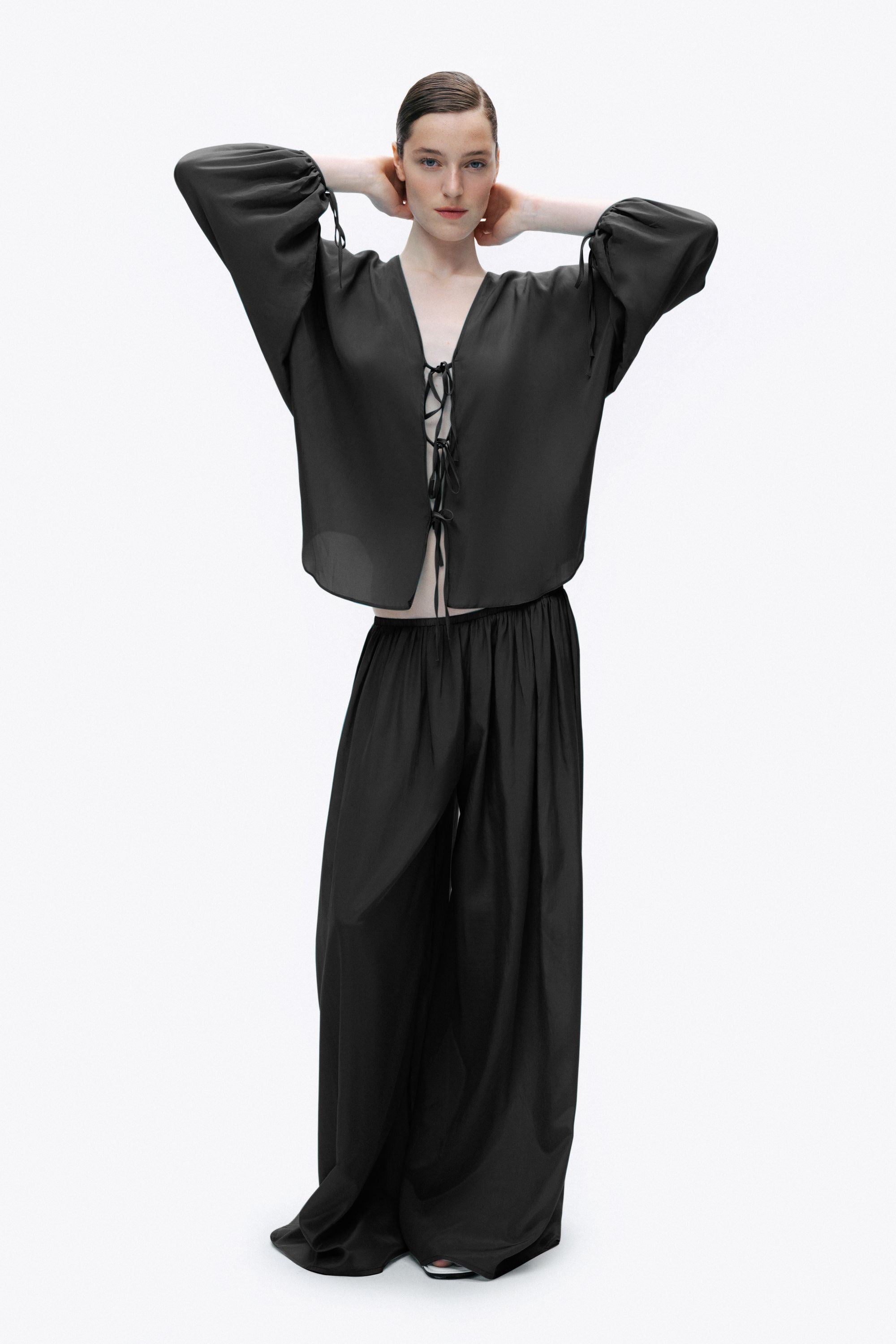 Black Flowy Wide Leg Pants