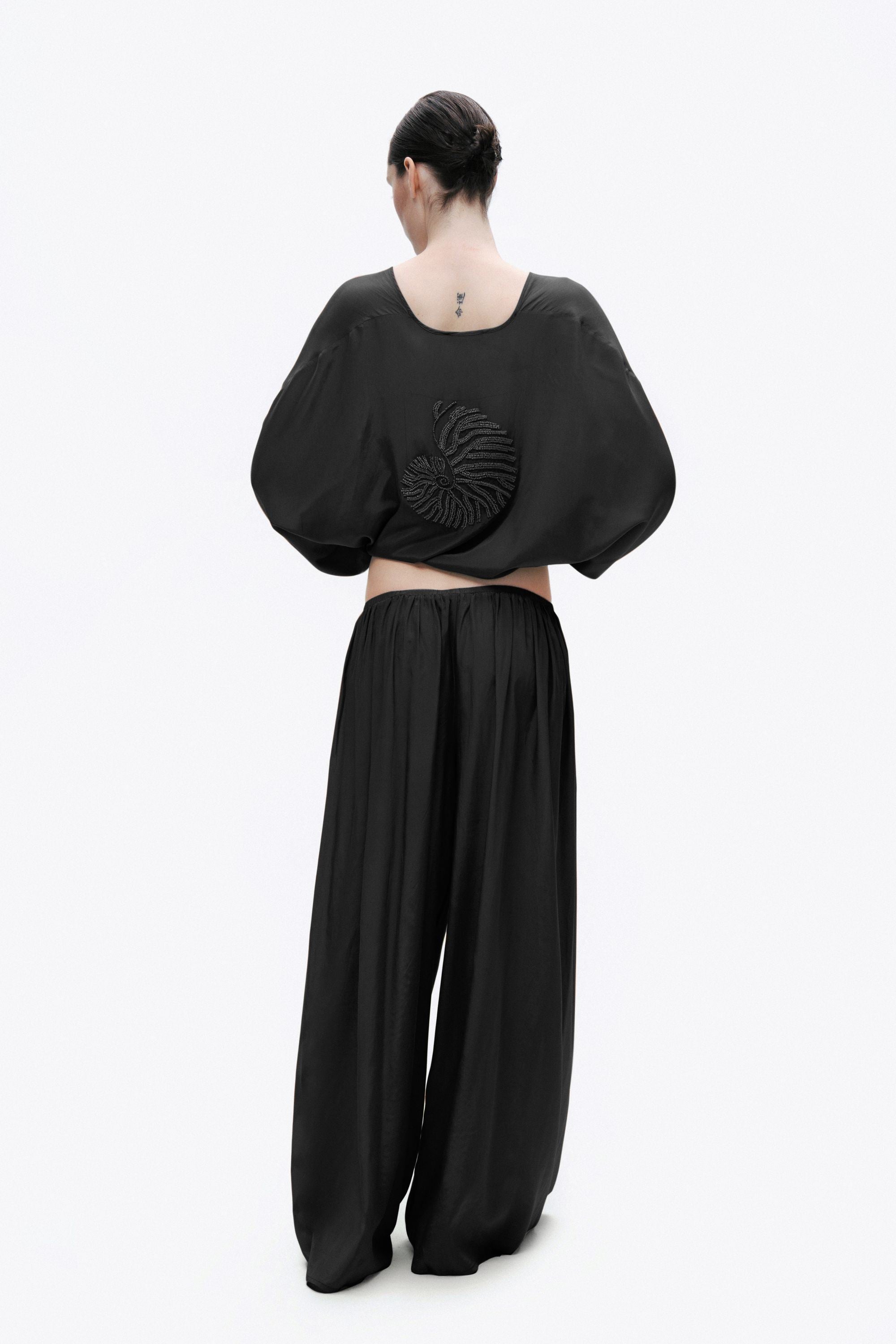 Black Flowy Wide Leg Pants