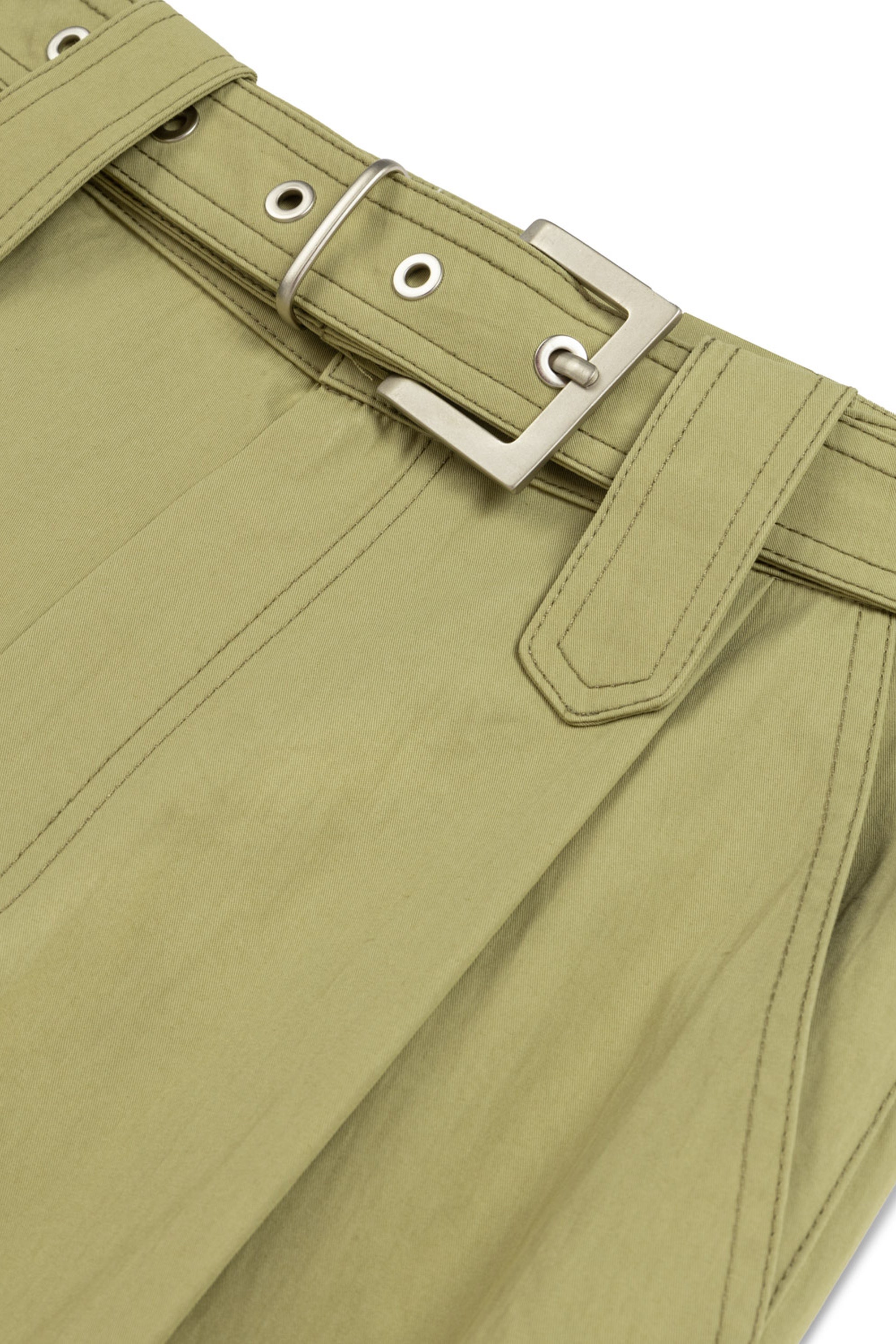 Metal Buckle Detailed Belted Pants