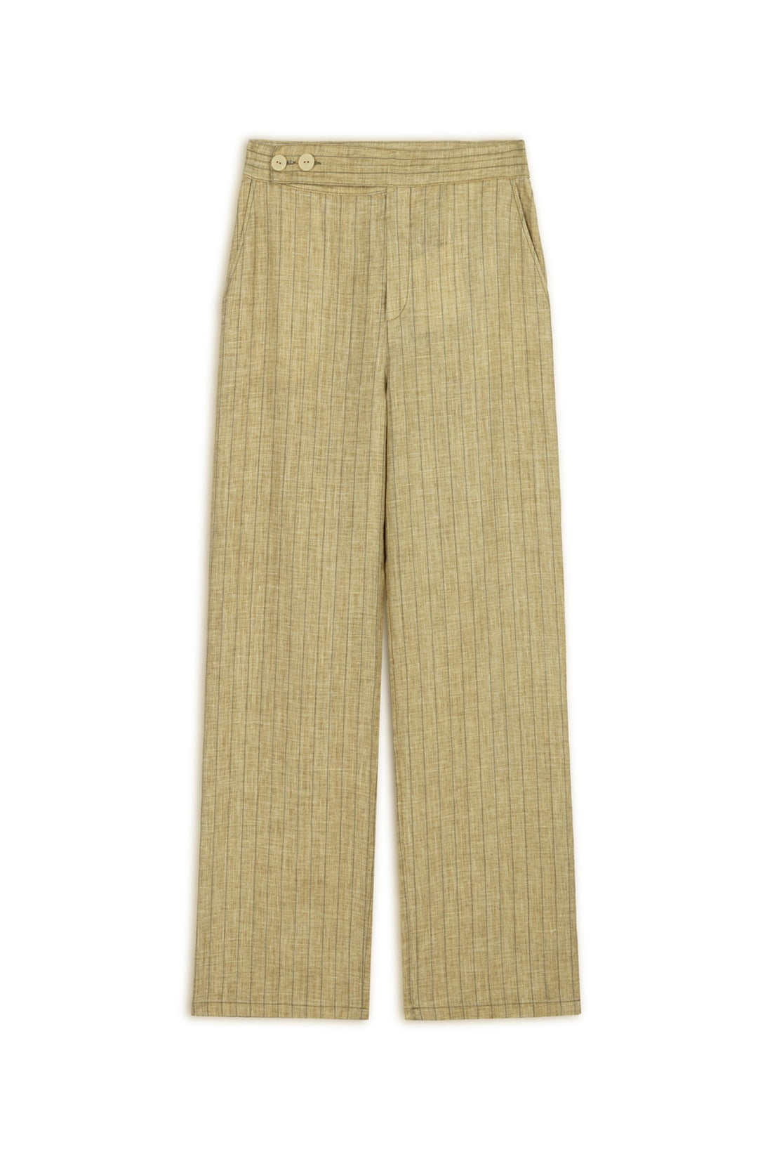 Linen Striped High-Waist Pants