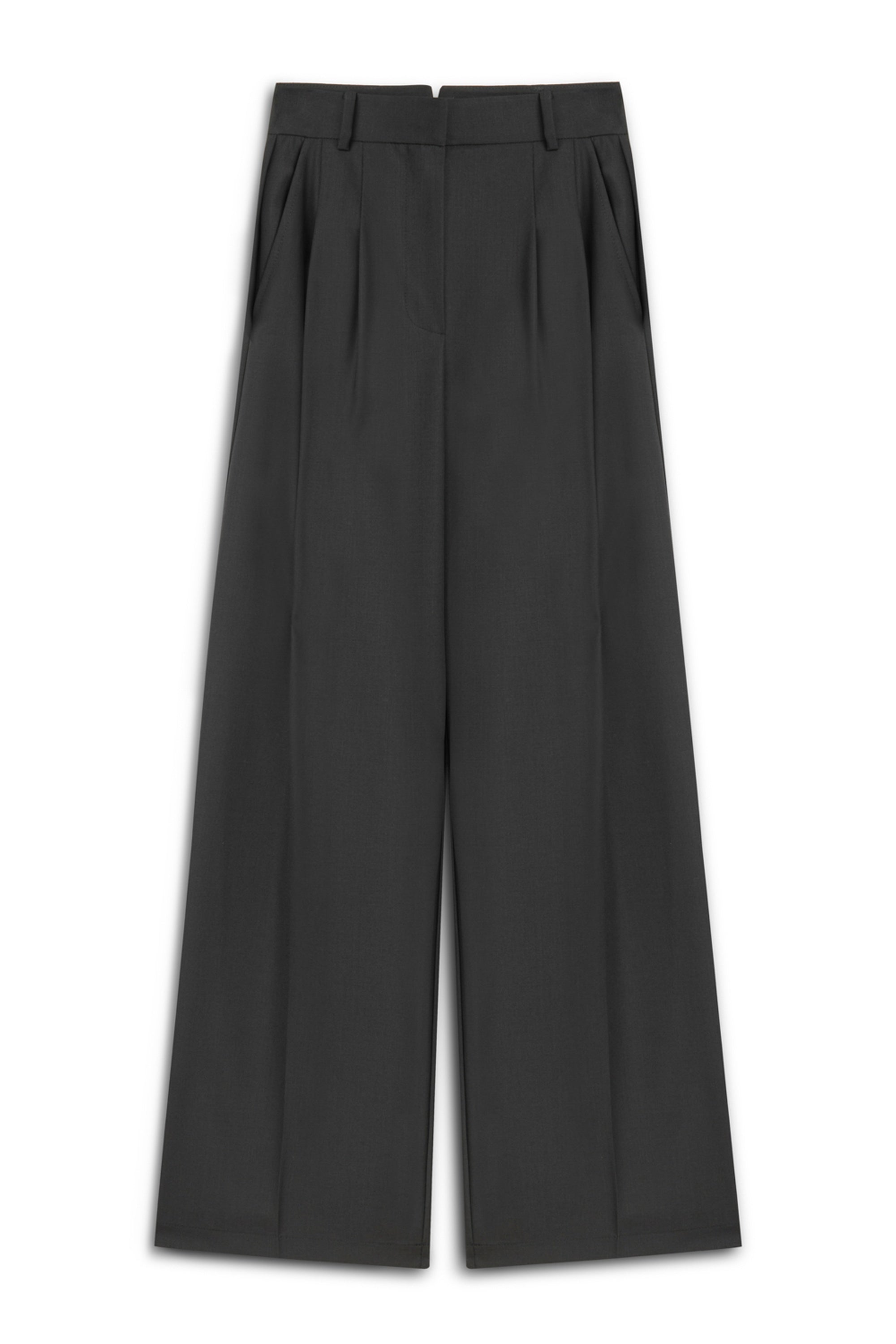 Black Double-Pleated Trousers