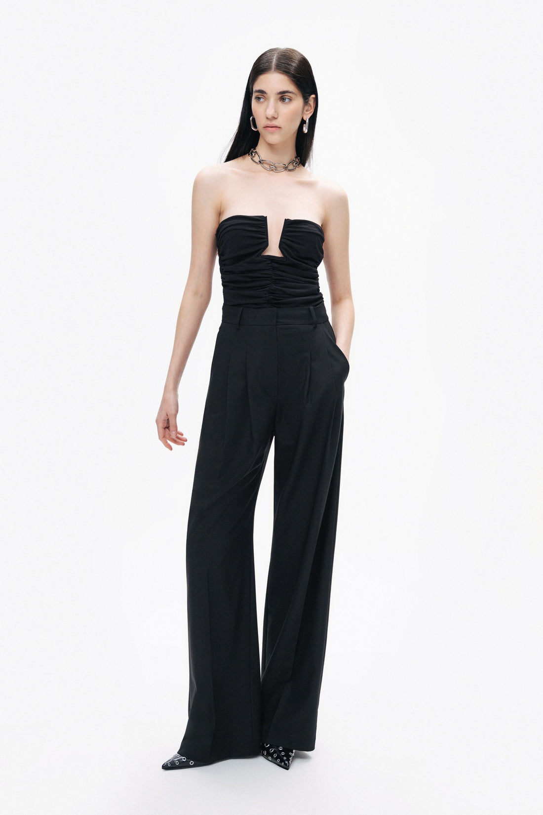 Black Double-Pleated Trousers