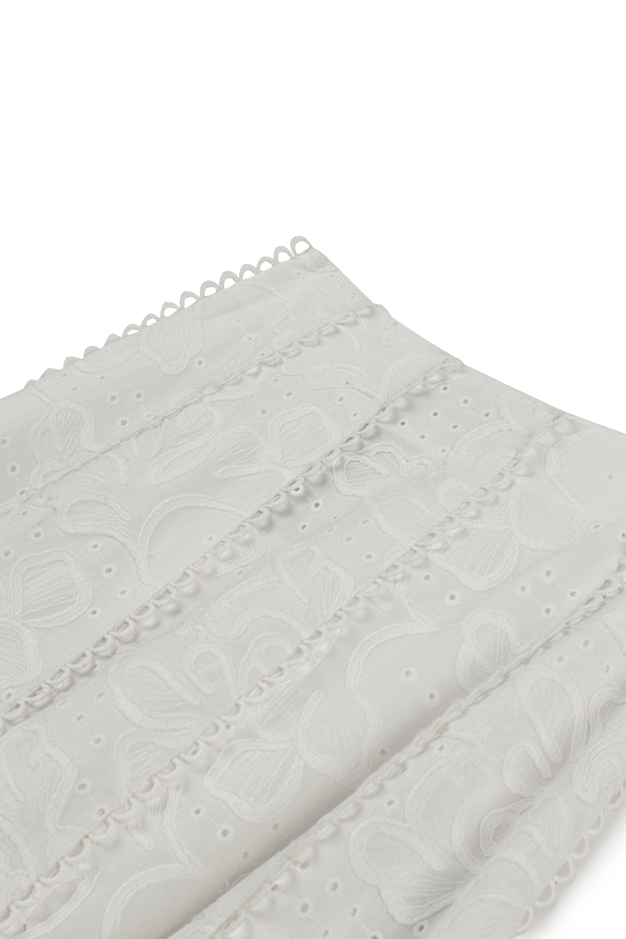 Ecru Embroidery Detail Midi Skirt