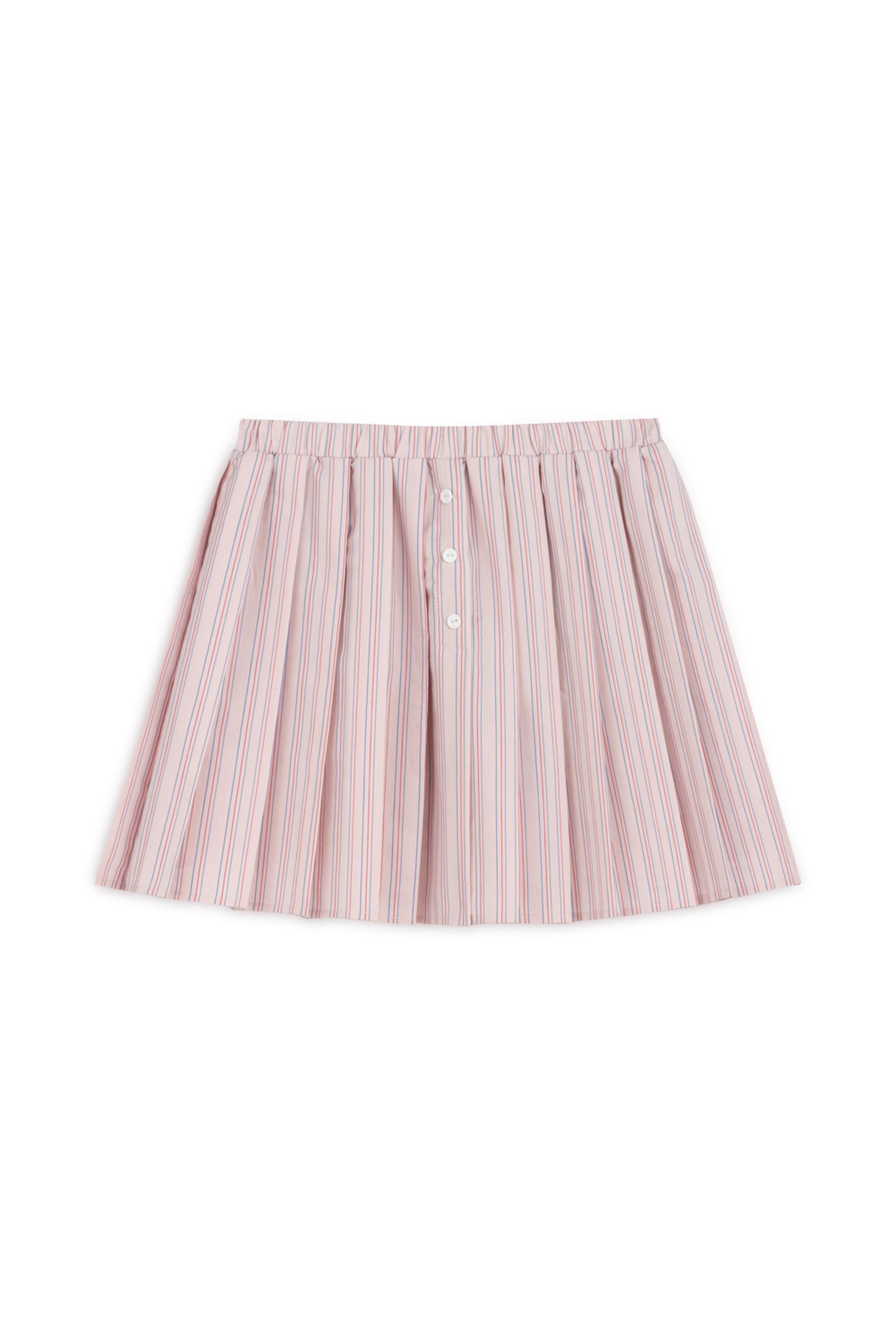 Pink Striped Pleated Mini Skirt