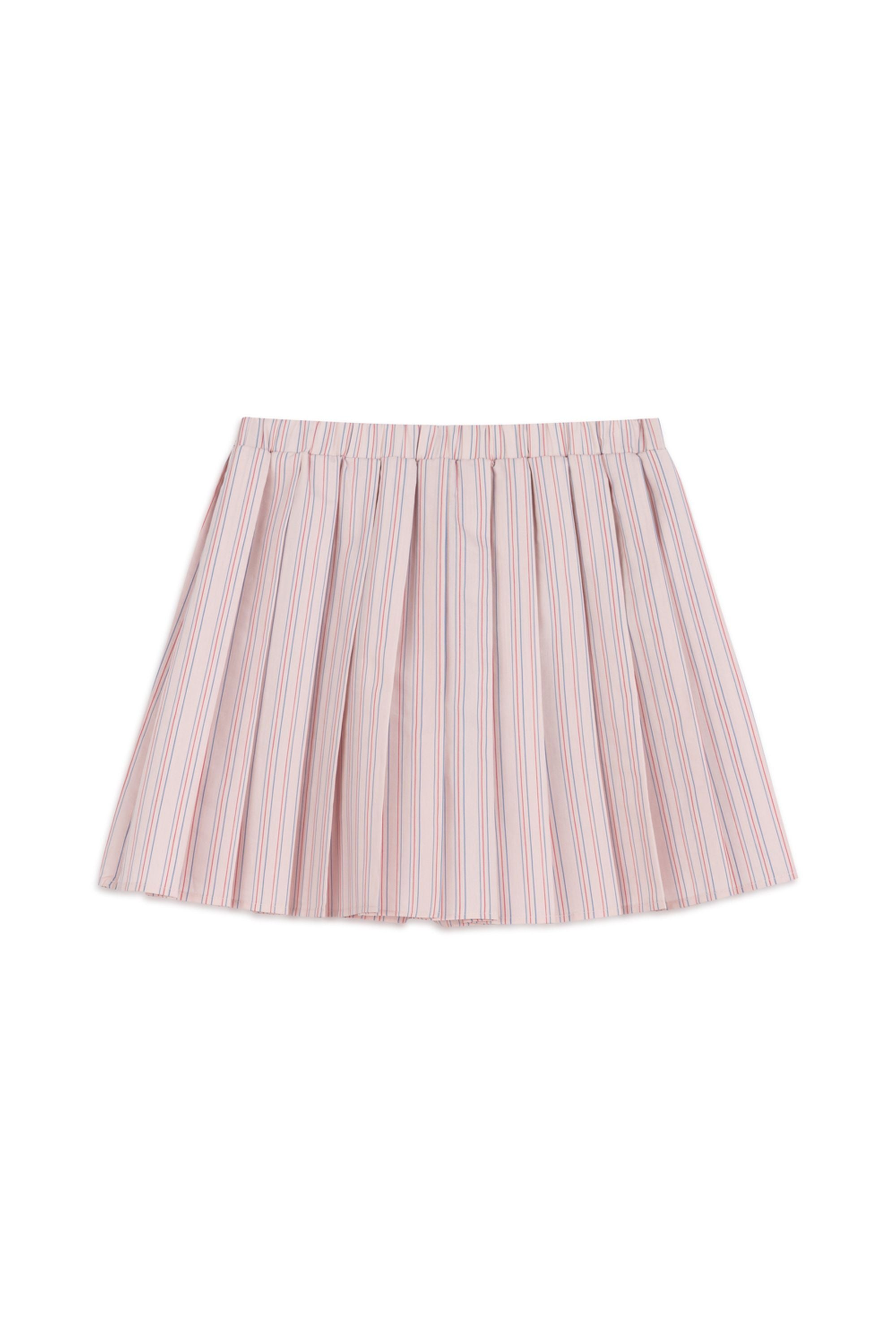 Pink Striped Pleated Mini Skirt