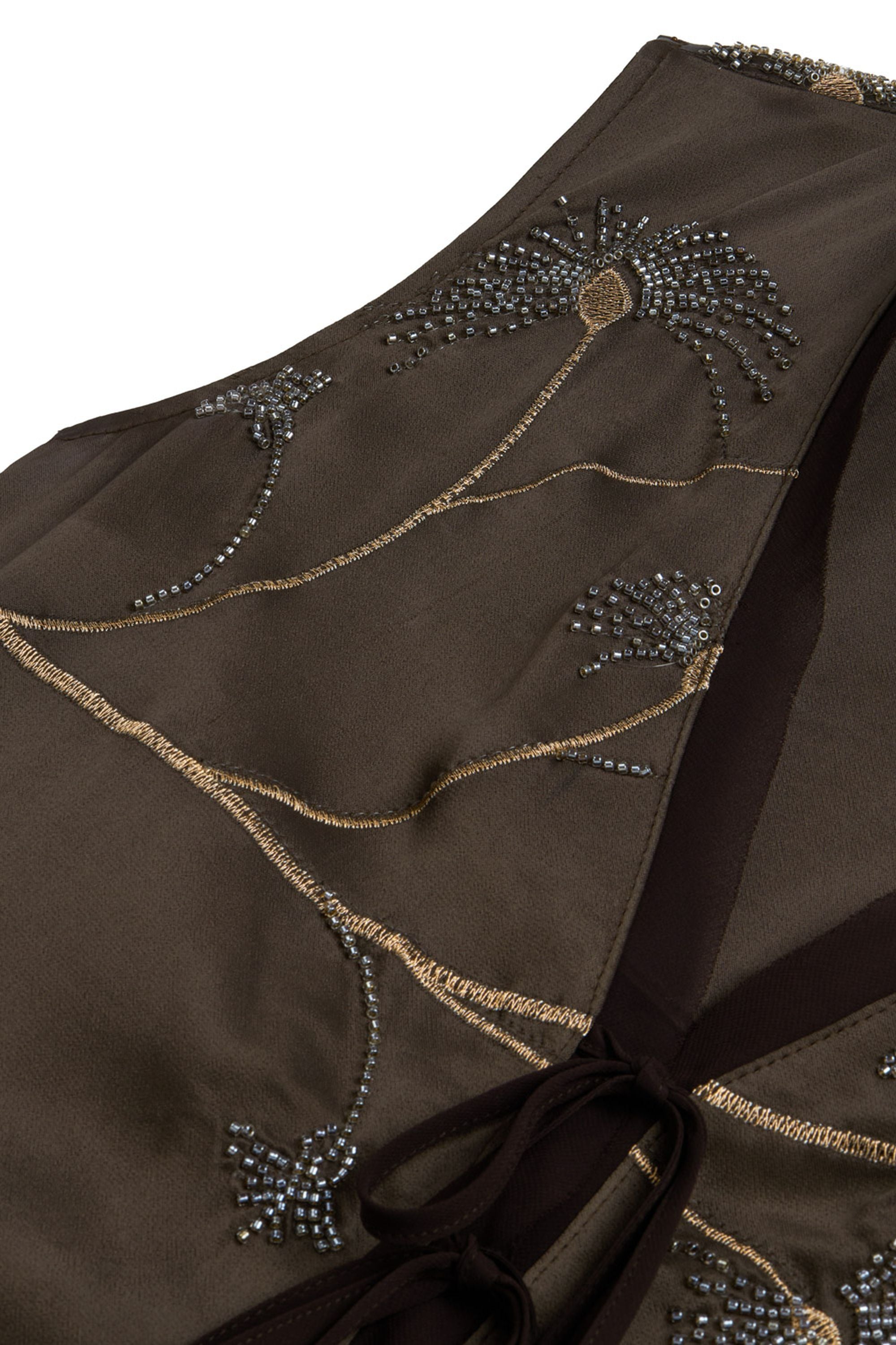 Coffee Beaded Tie-Front Vest