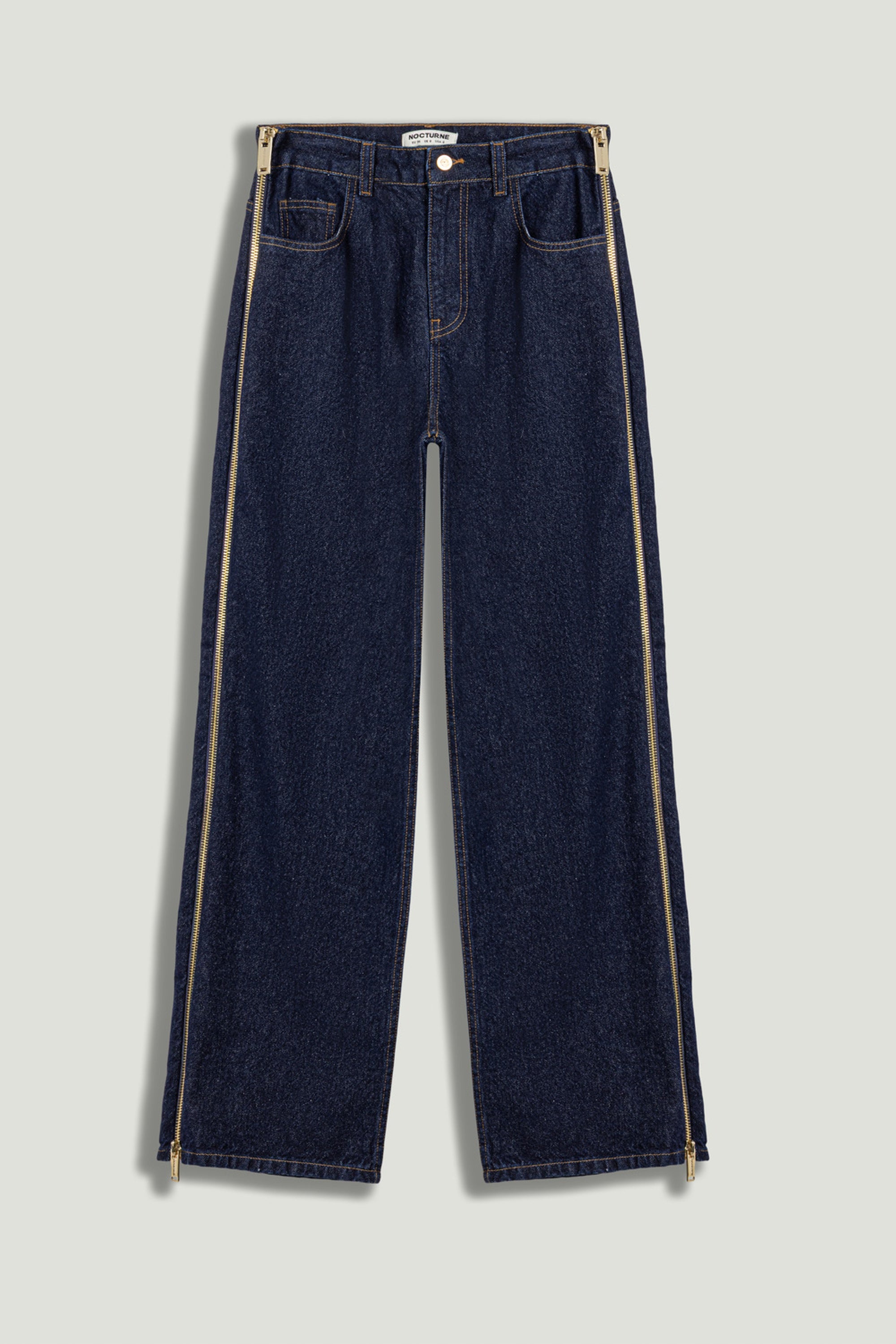 Zip Accent Straight-Leg Denim Pants