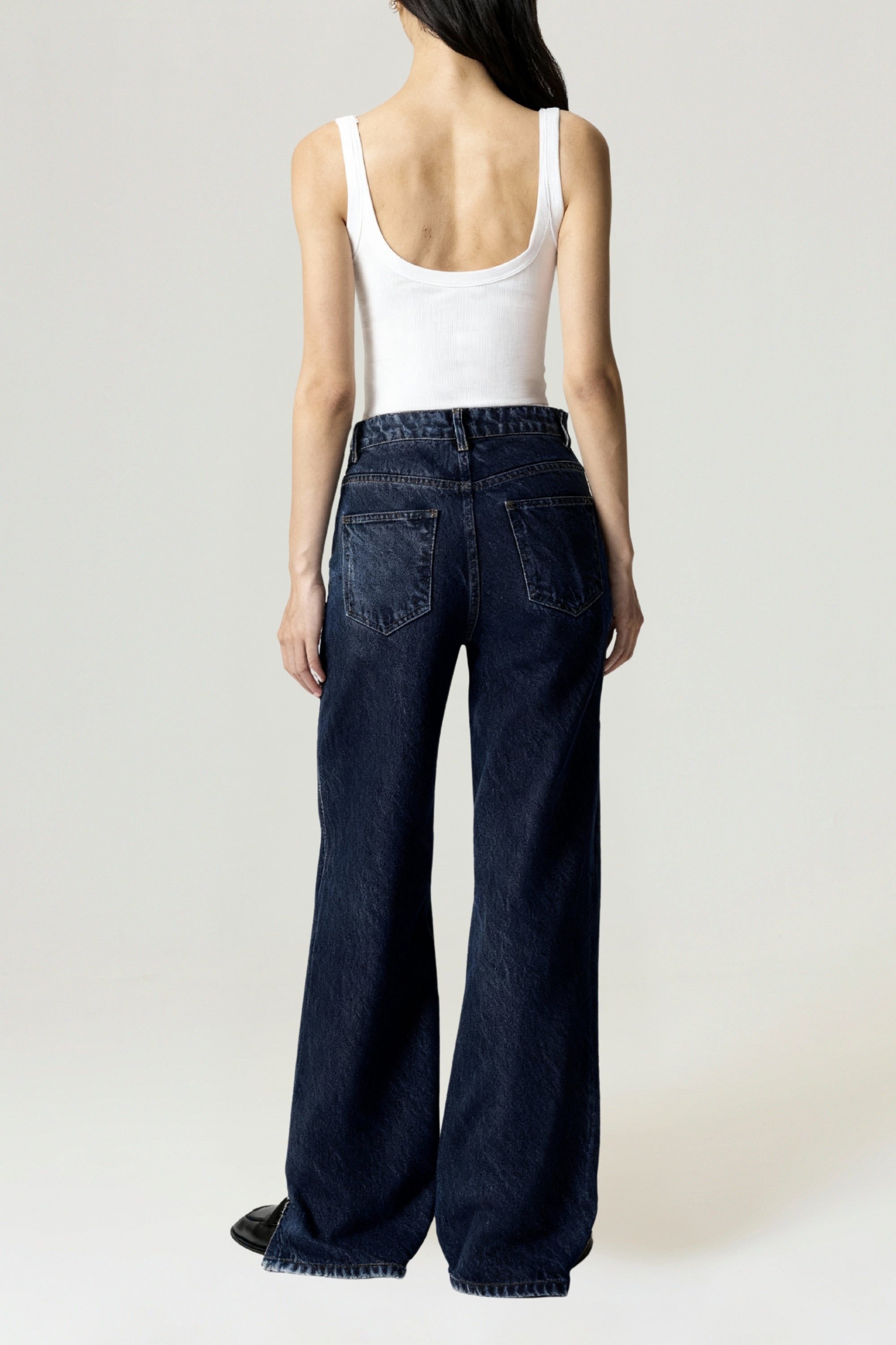 Zip Accent Straight-Leg Denim Pants