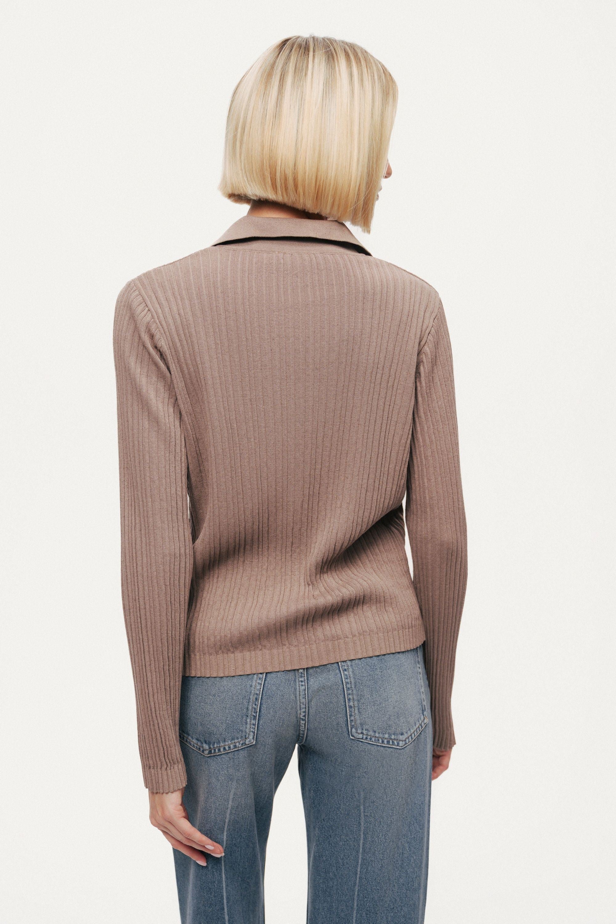 Ribbed Polo Sweater