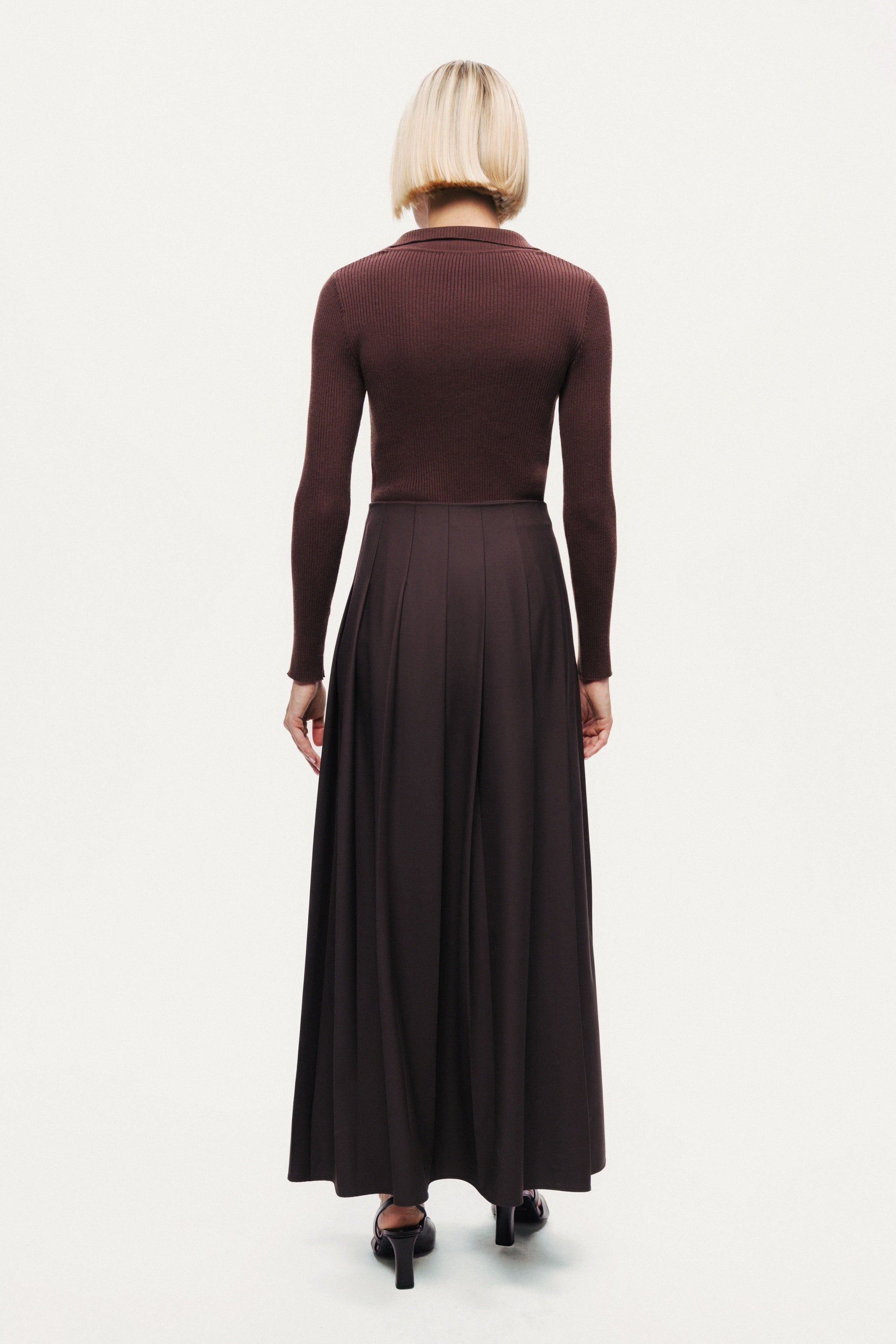 Zip-Front Ribbed Knit Top