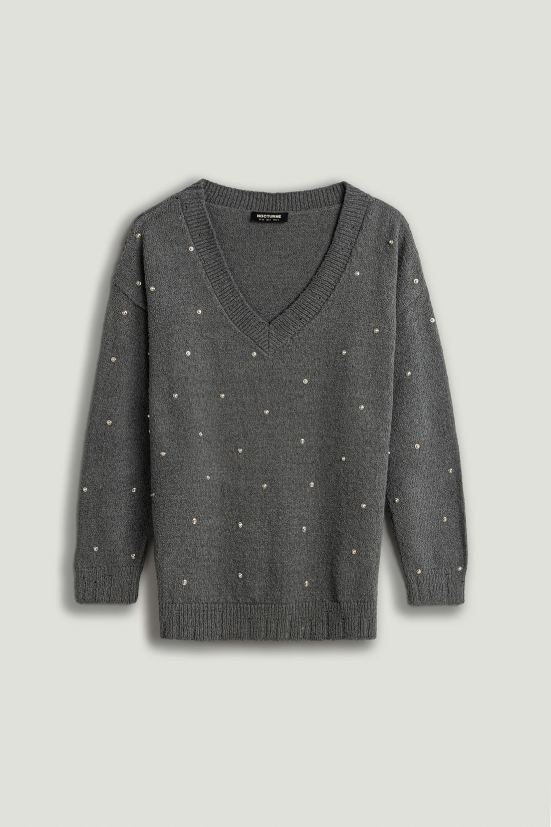 Embellished V-Neck Knit Sweater