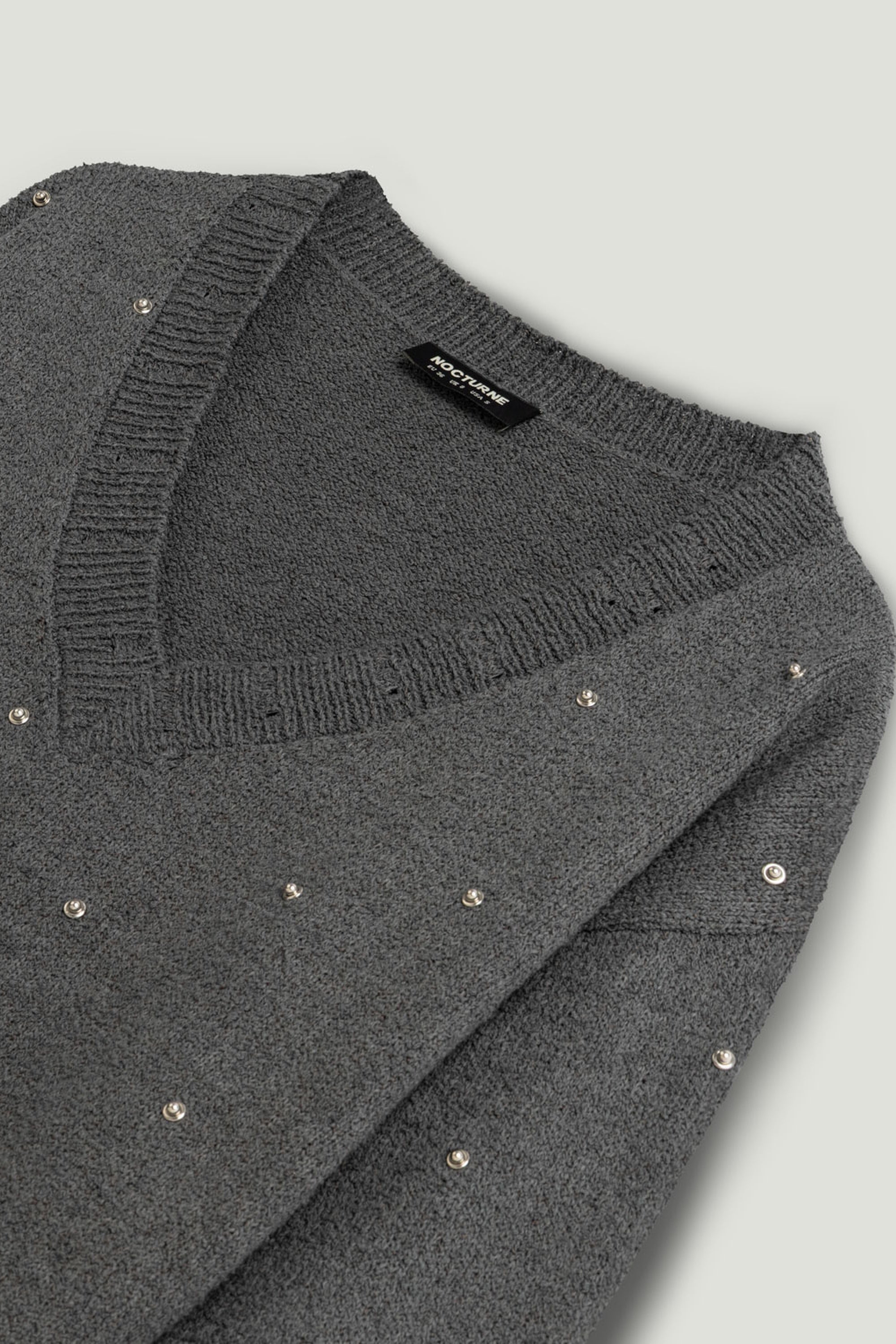 Embellished V-Neck Knit Sweater