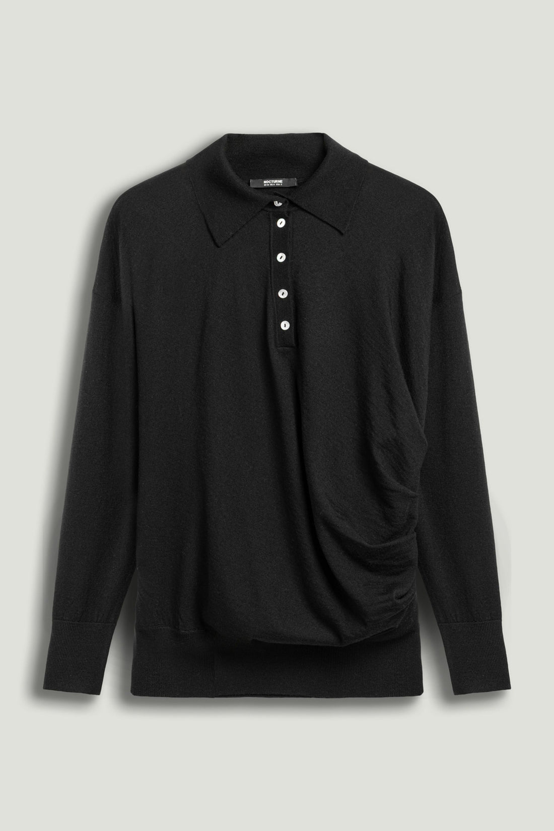 Black Knit Polo Sweater