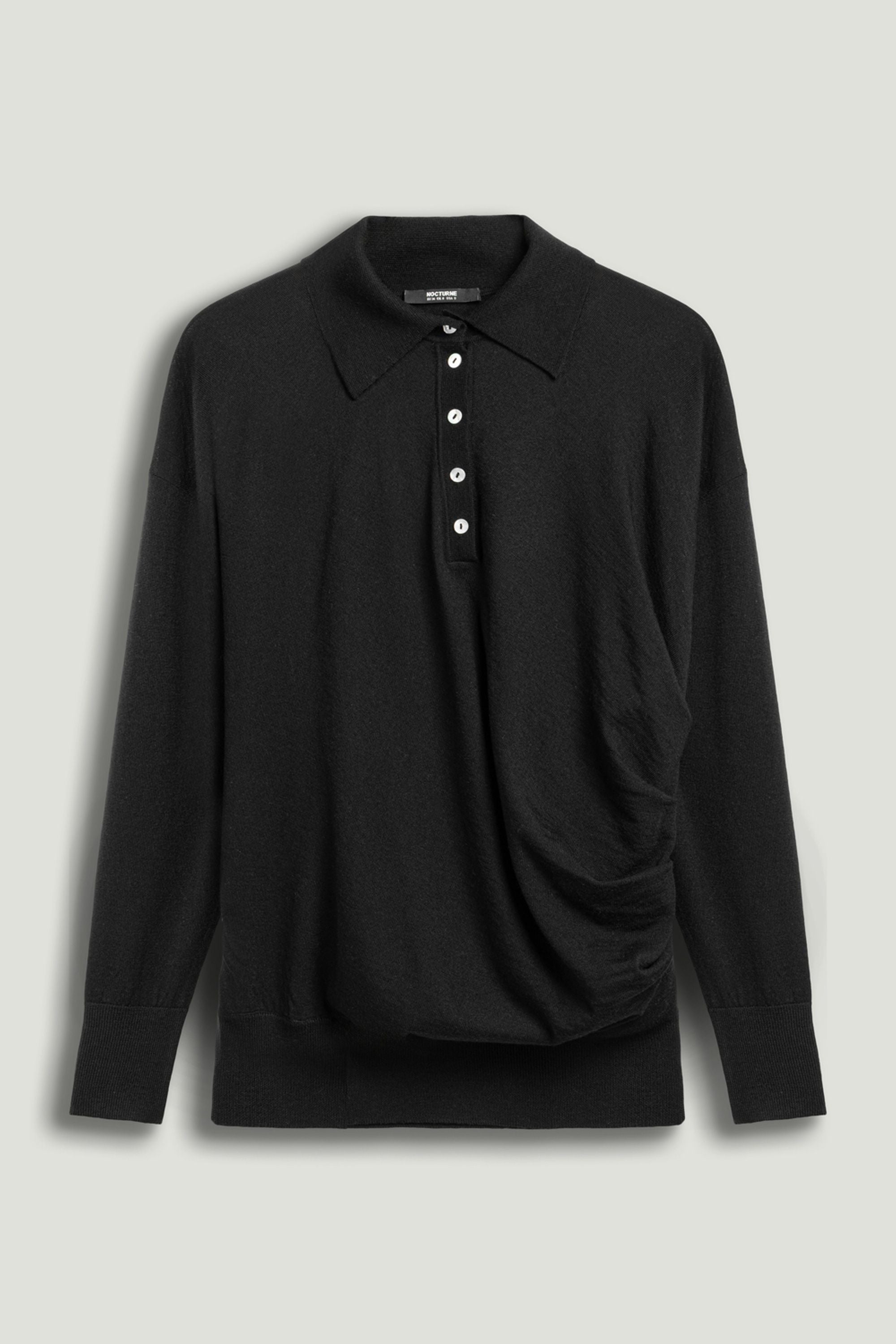 Black Knit Polo Sweater