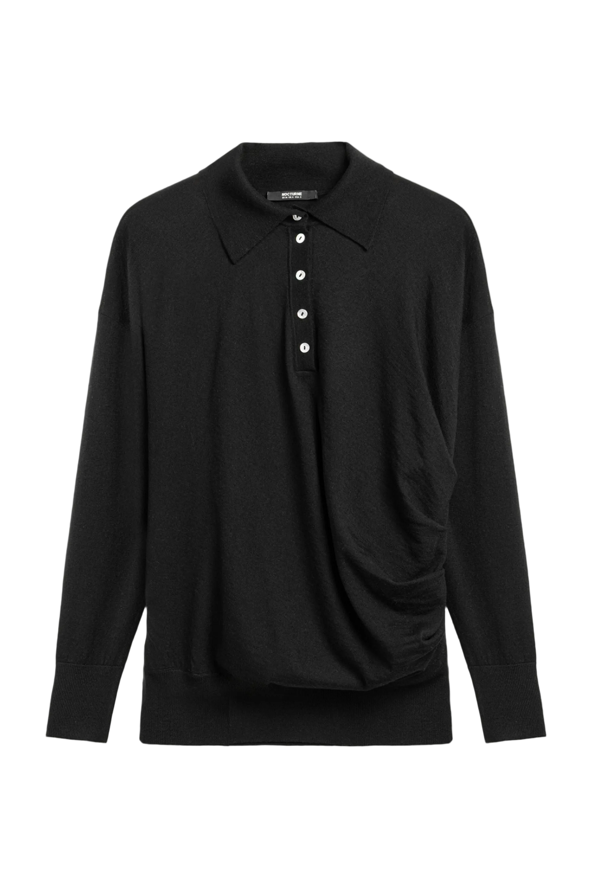 Black Knit Polo Sweater