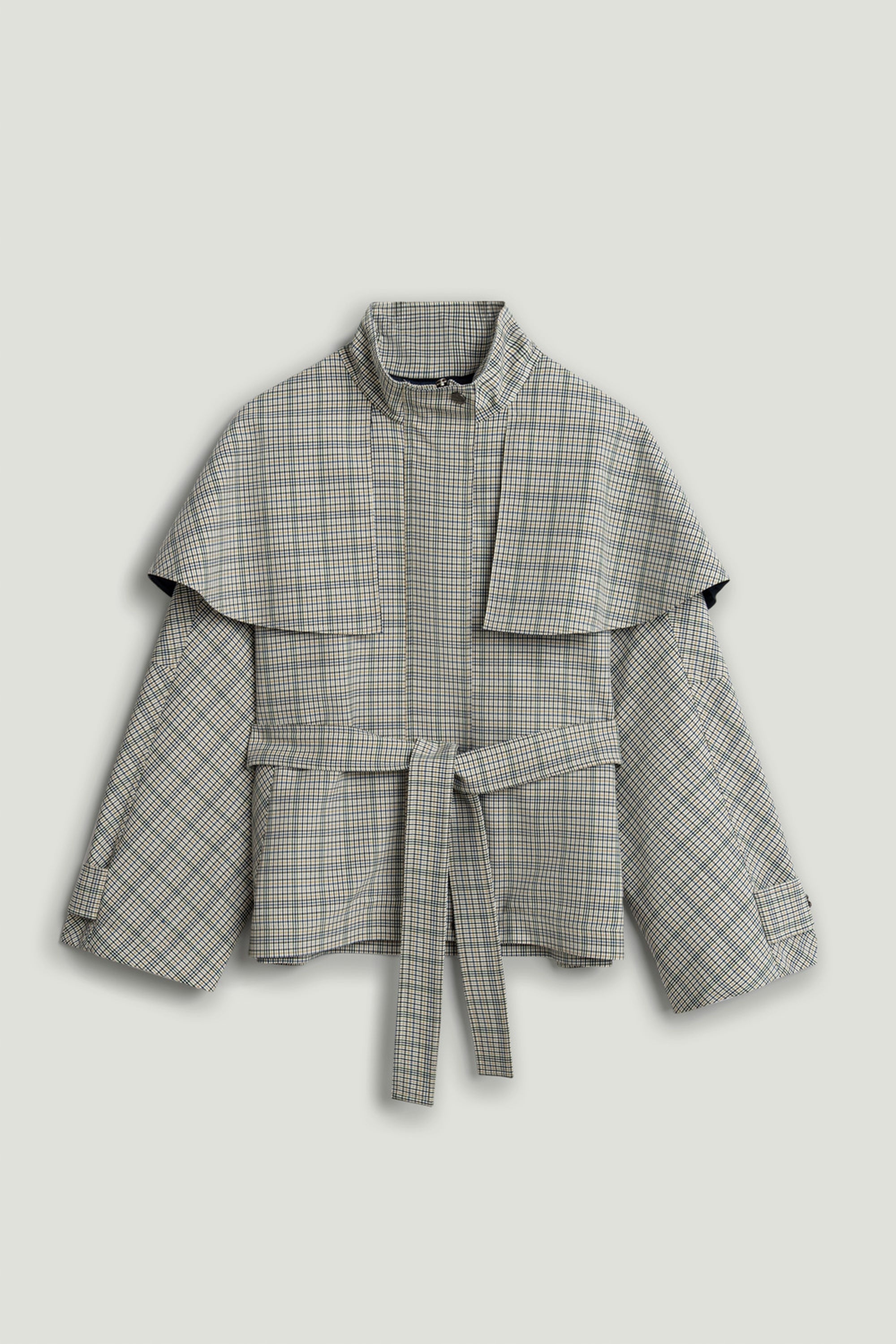 Belted Glen Check Cape Trench