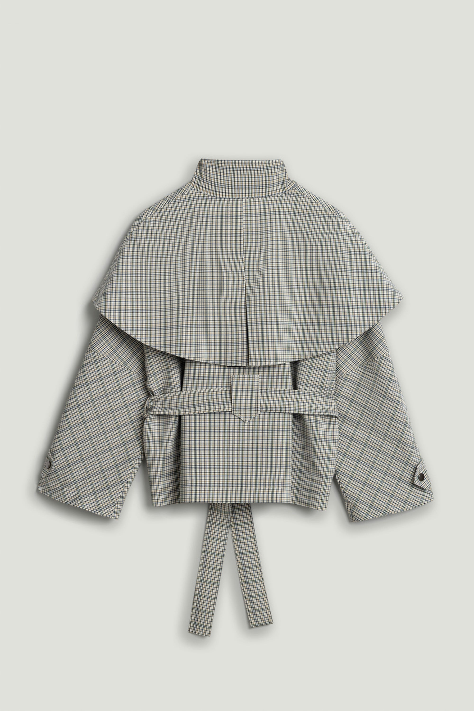 Belted Glen Check Cape Trench