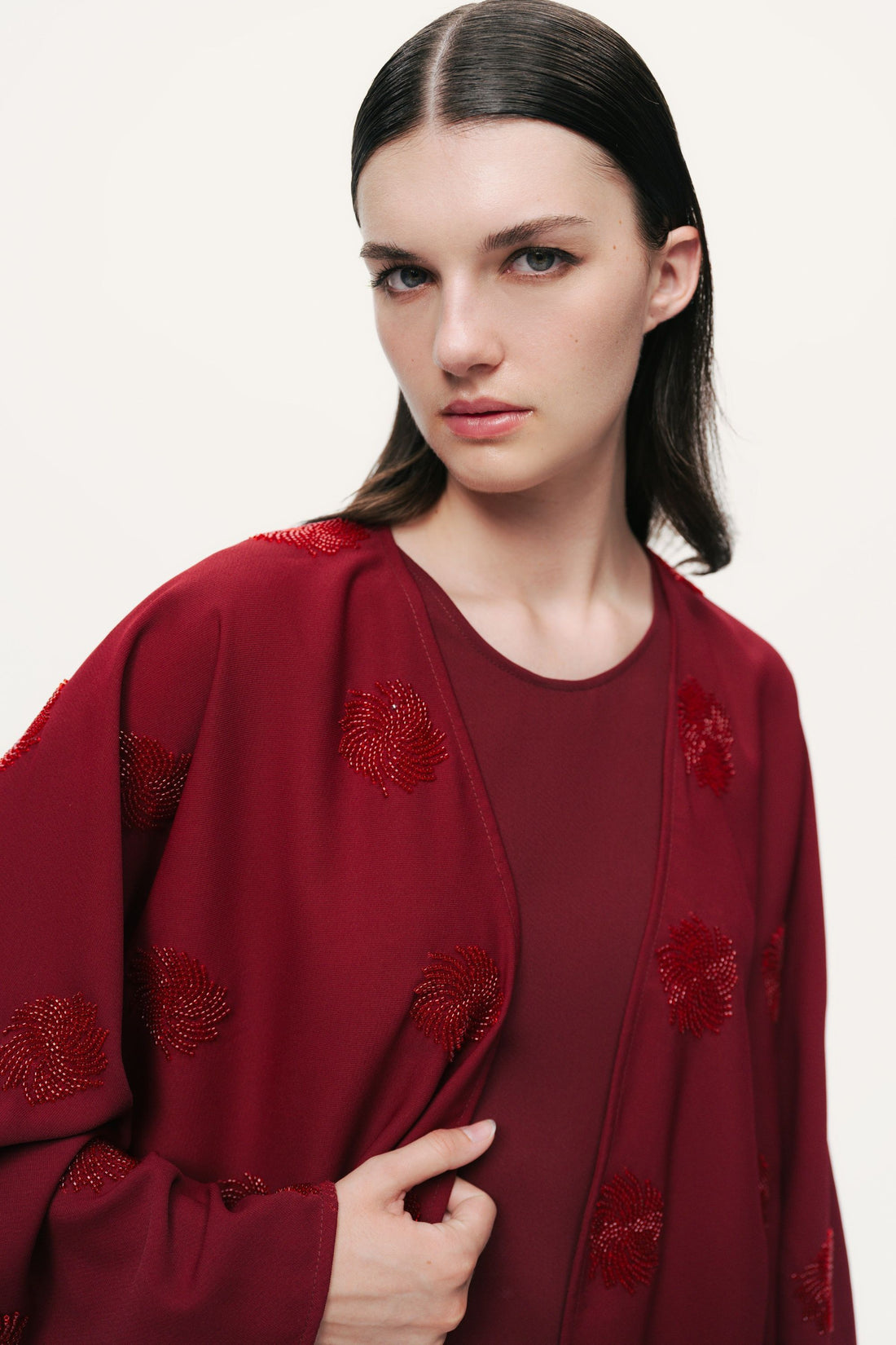 Beaded Open-Front Kimono