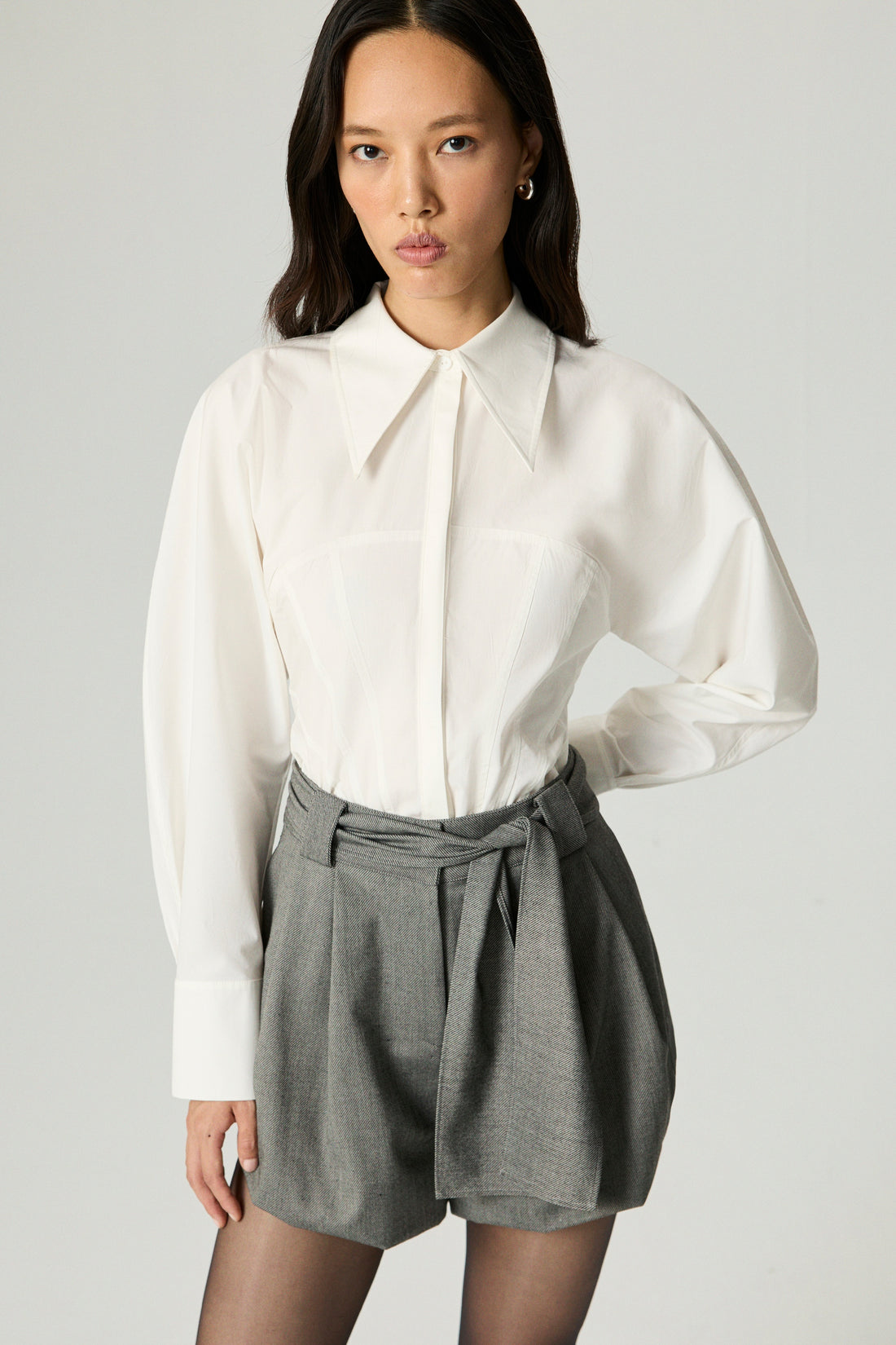 Belted High-Waist Mini Shorts