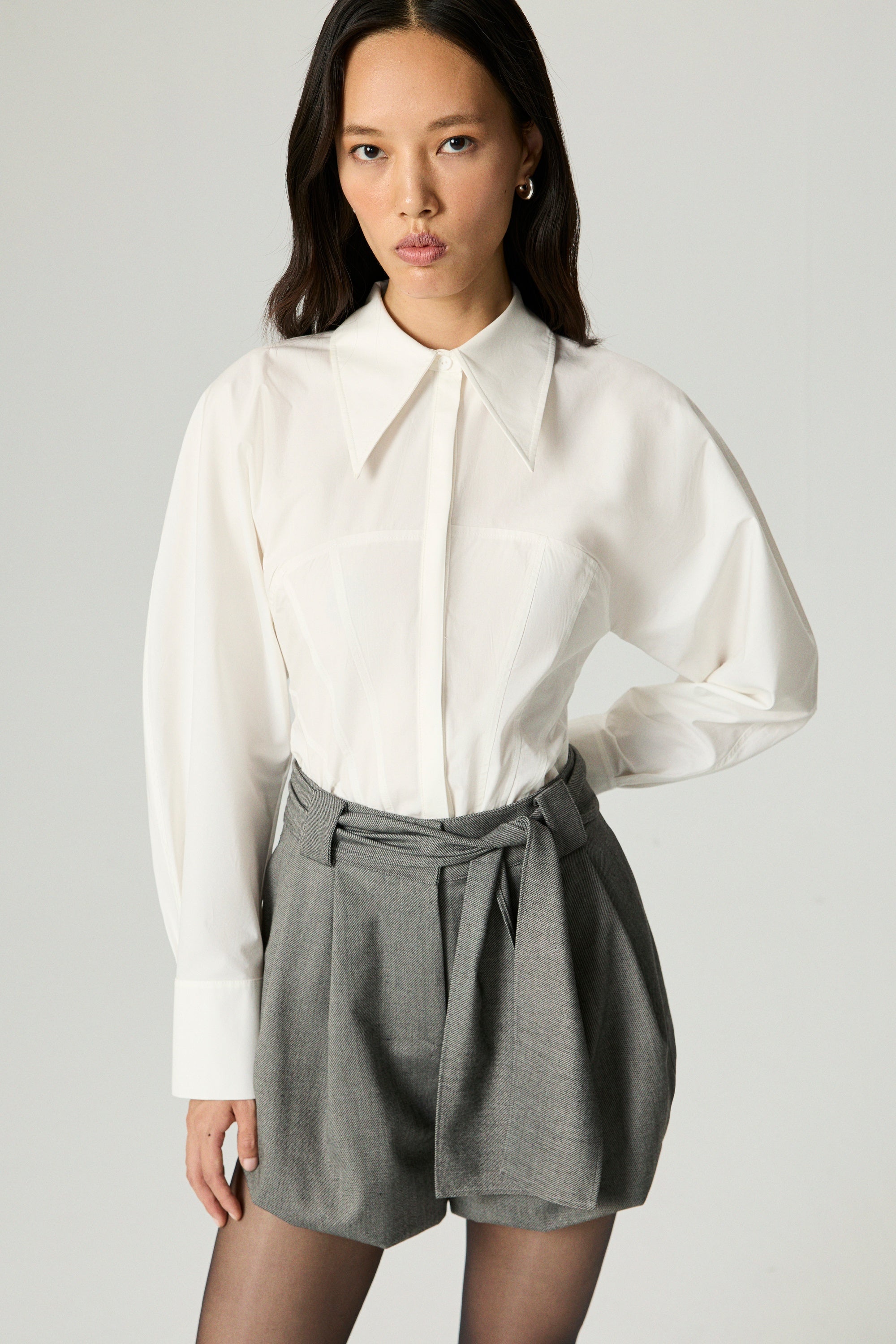 Belted High-Waist Mini Shorts