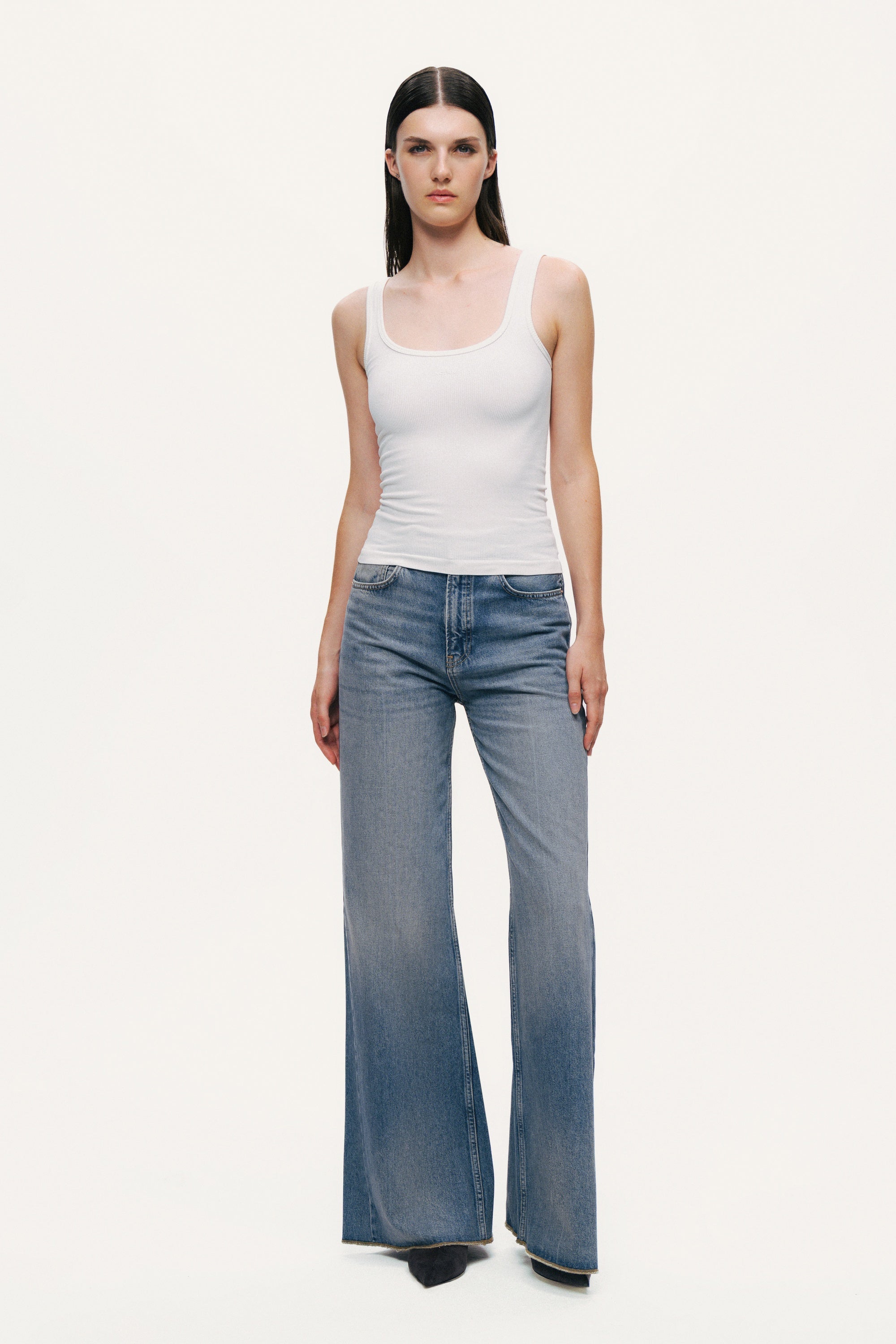 Ecru Printed Sleeveless Crop Top